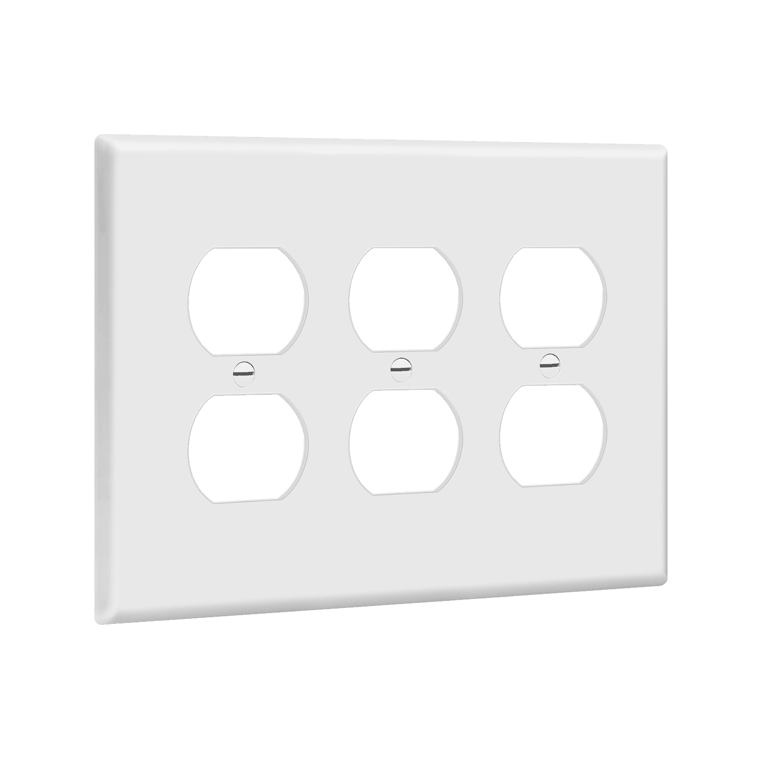Duplex Receptacle Three-Gang Wall Plate, Mid-Size - White view 2