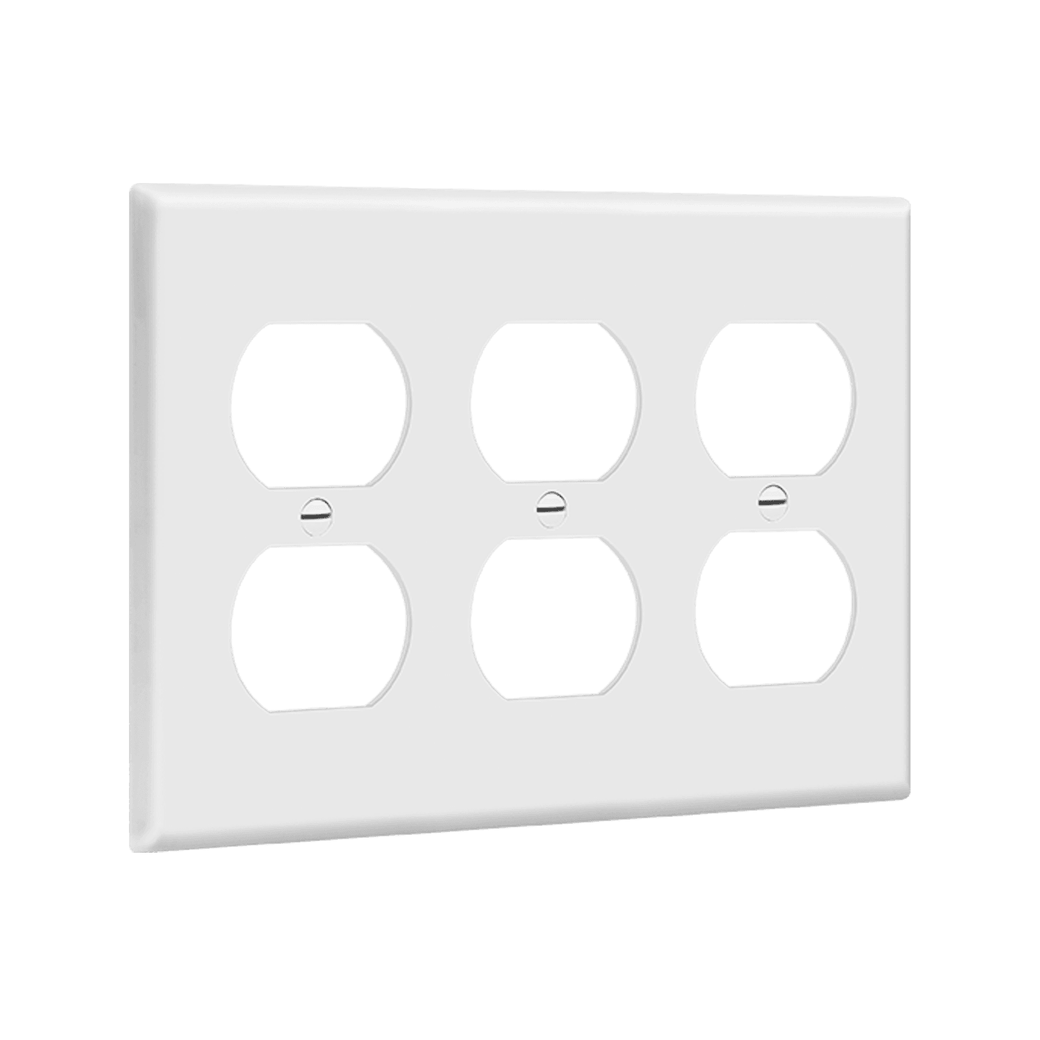 Duplex Receptacle Three-Gang Wall Plate - White view 2