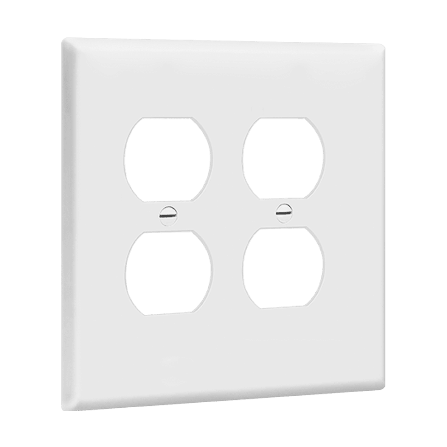 Duplex Receptacle Two-Gang Wall Plate, Mid-Size - White view 2