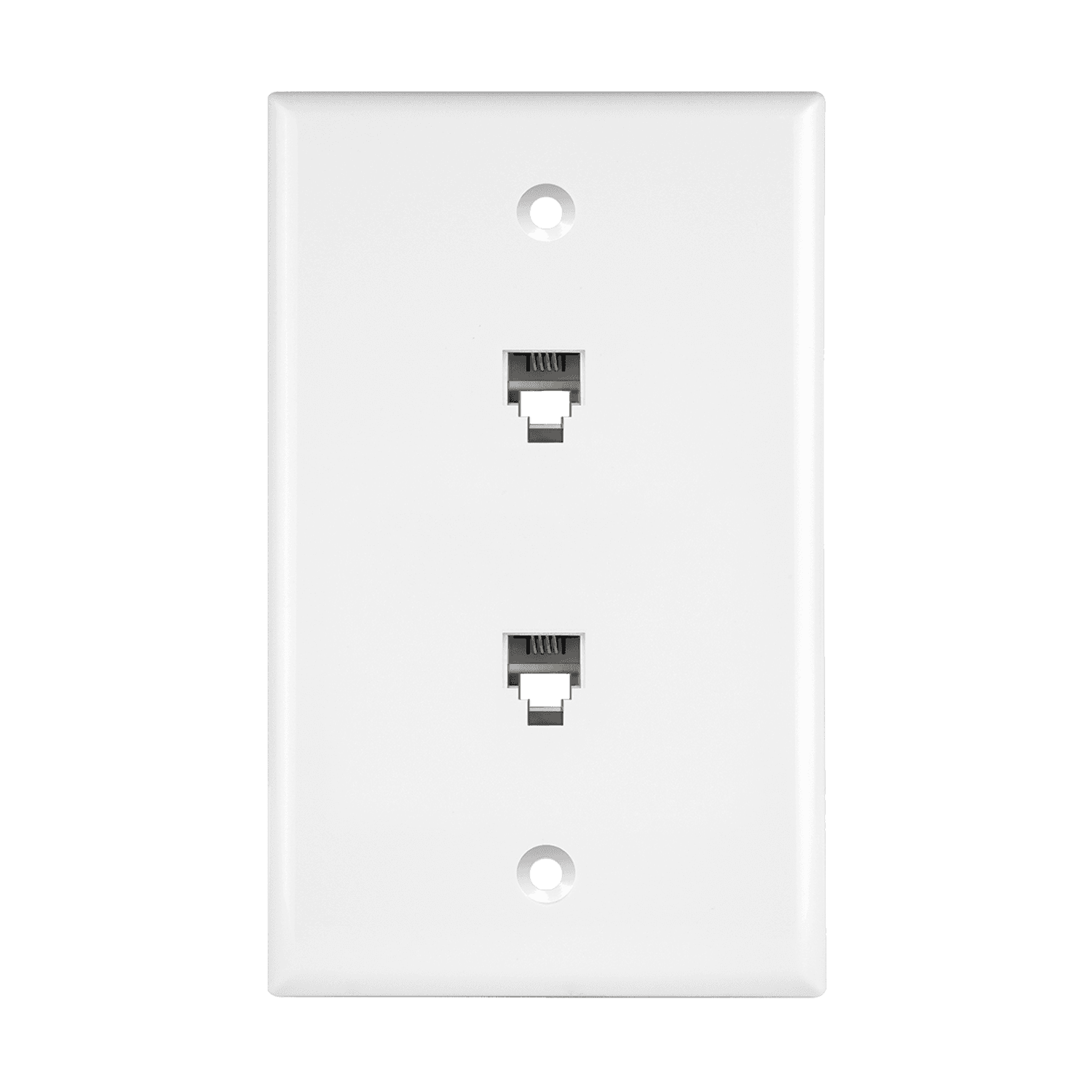 Enerlites Duplex Phone Jack Wall Plate 1 Gang 2 Modular with 6-Position 4-Conductor RJ11 - White