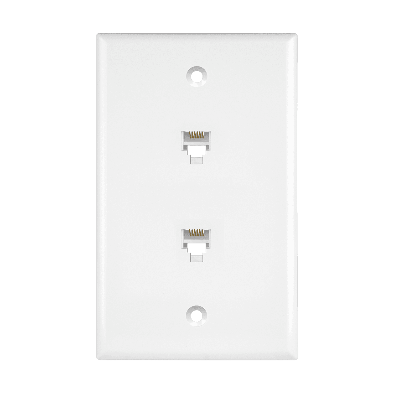 Enerlites Duplex Phone Jack Wall Plate 1 Gang 2 Modular with 6-Position 6-Conductor RJ11 - White