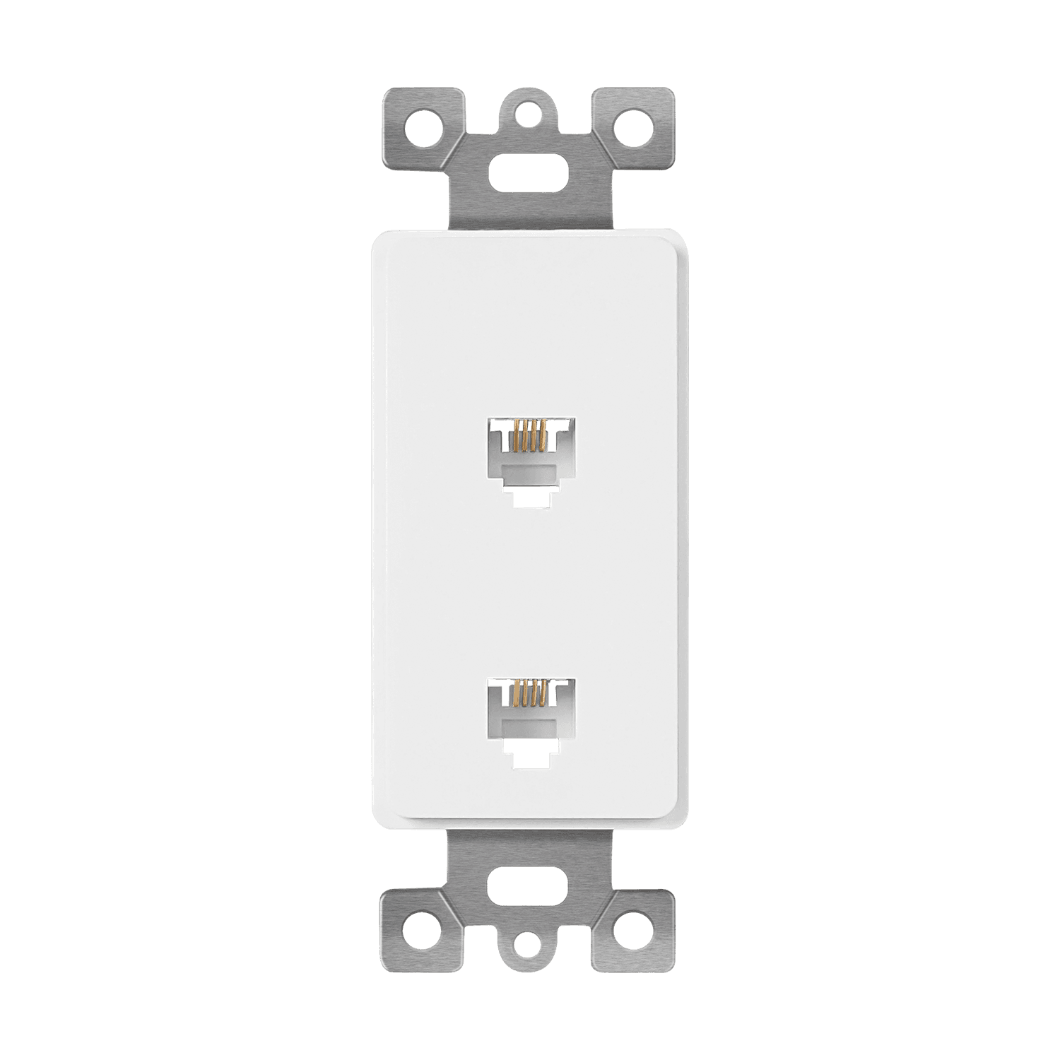 Enerlites Molded-in Voice And Audio Video Duplex RJ11 Jacks - White