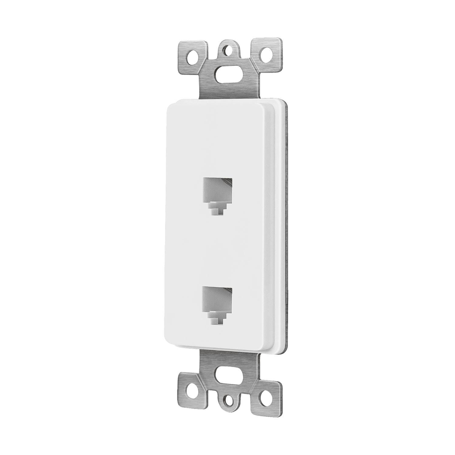 Enerlites Molded-in Voice And Audio Video Duplex RJ11 Jacks - White view 2