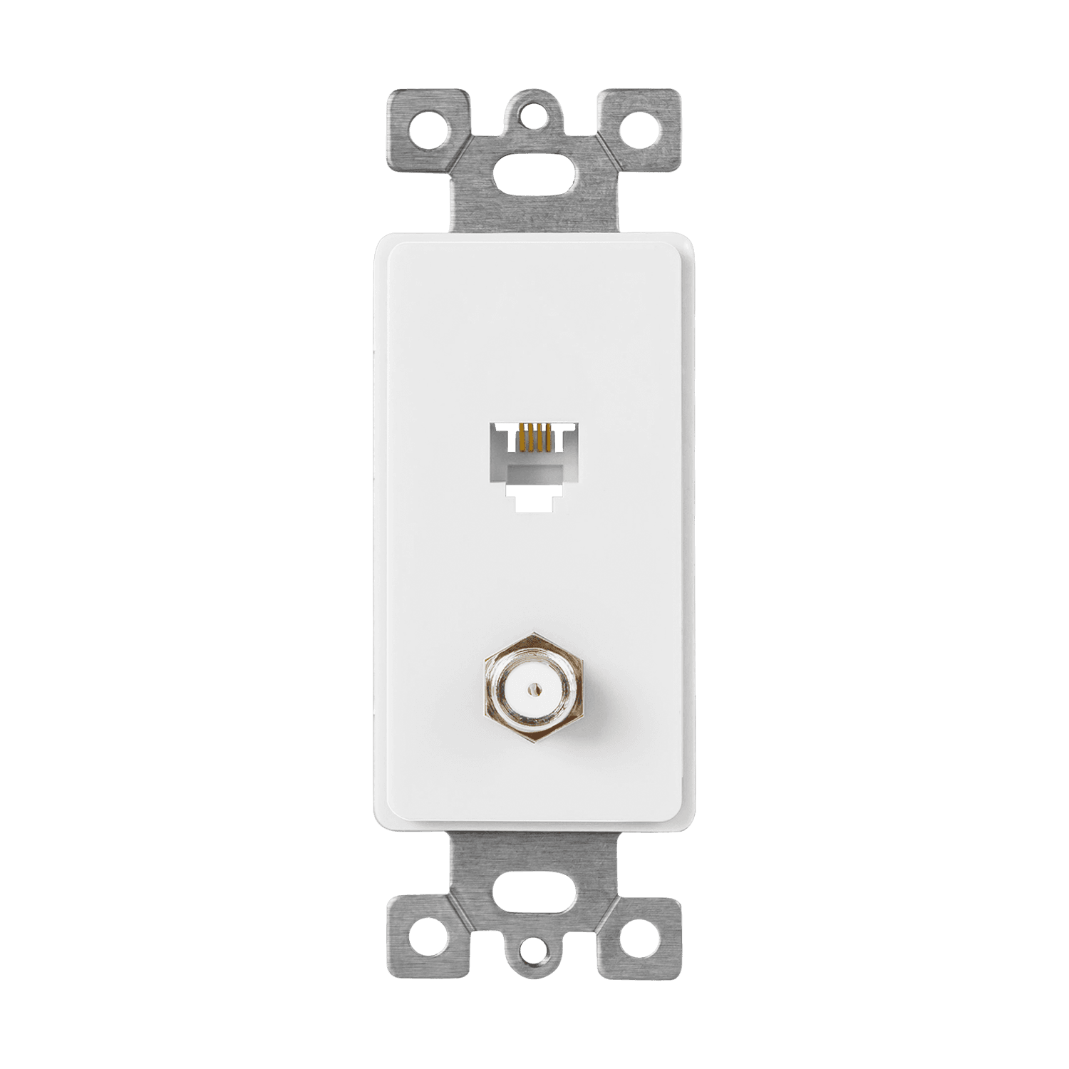 Enerlites Molded-in Voice And Audio/Video Combination Wall Jacks - White