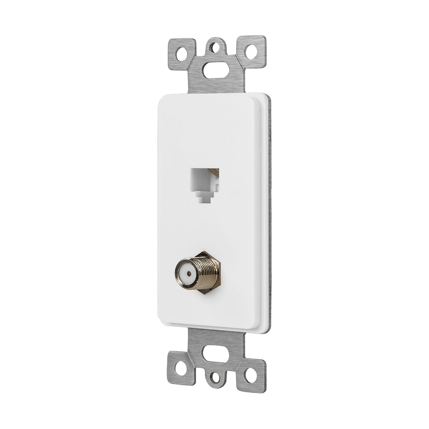Enerlites Molded-in Voice And Audio/Video Combination Wall Jacks - White view 2