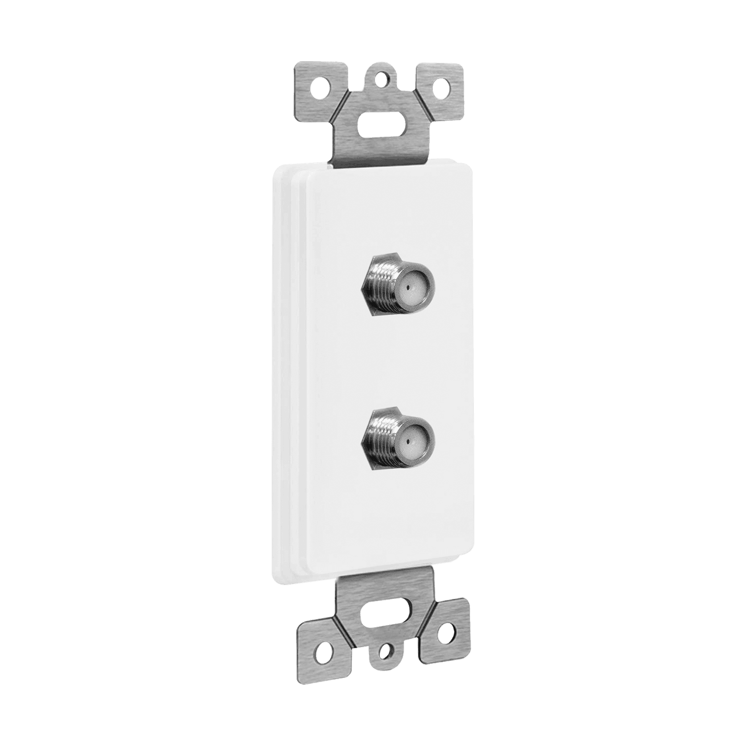 Enerlites Molded-in Voice And Audio/Video Duplex F-Type Connector Wall Jacks Female to Female - White view 2