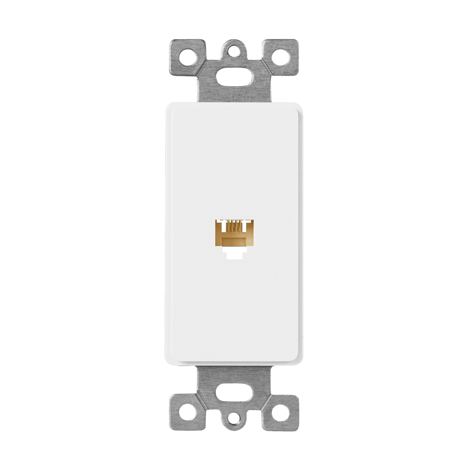 Enerlites Molded-in Voice And Audio/Video One RJ11 Jack, 6-Position, 6-Conductor - White