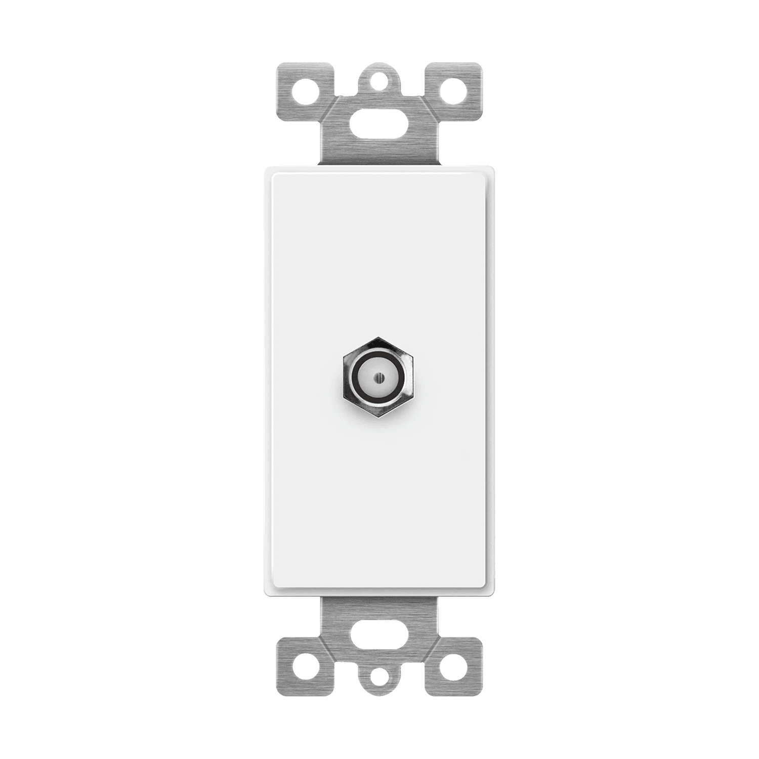 Enerlites Molded-in Voice And Audio/Video Single F-Type Connector Wall Jack Female to Female - White