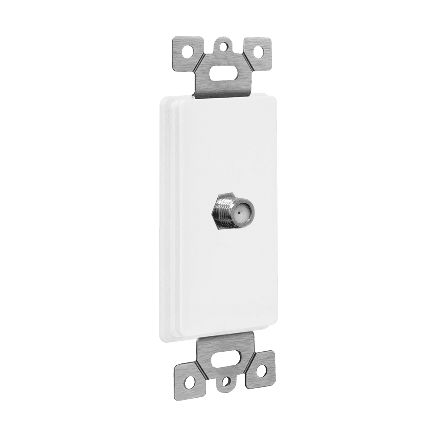 Enerlites Molded-in Voice And Audio/Video Single F-Type Connector Wall Jack Female to Female - White view 2