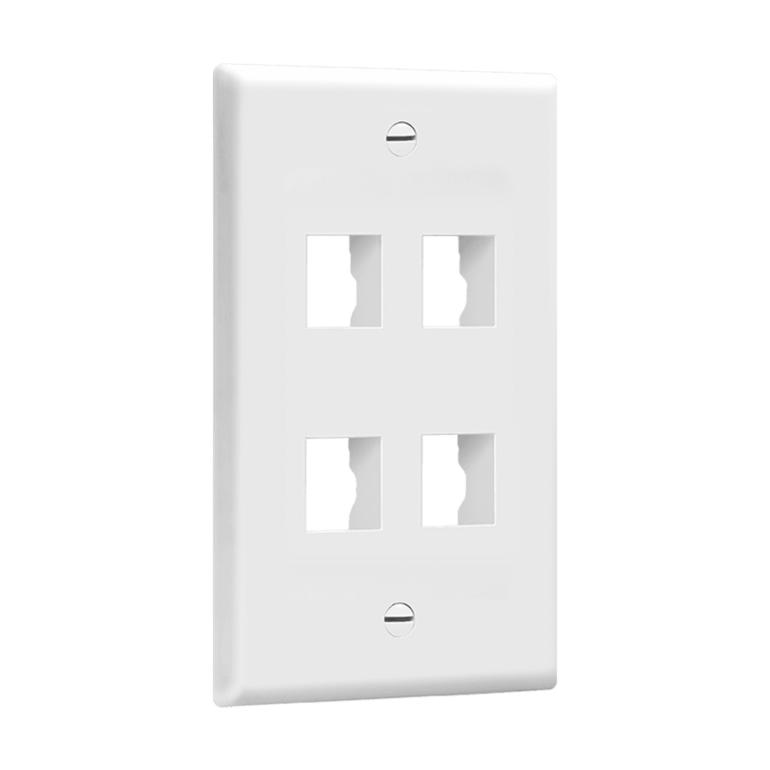 Enerlites Multimedia Face Plates 4-Port 1-Gang Keystone - White view 2