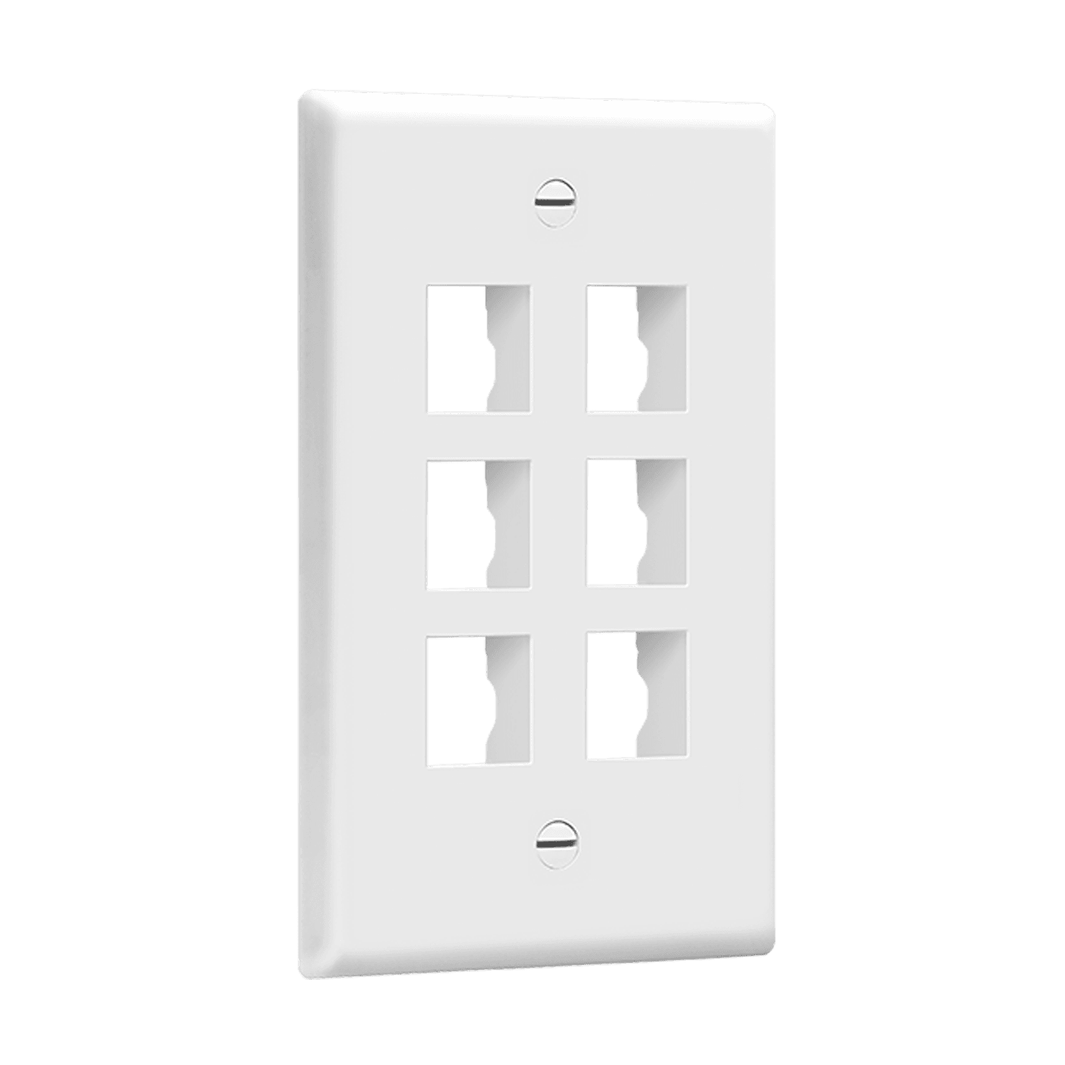 Enerlites Multimedia Face Plates 6-Port 1-Gang Keystone - White view 2