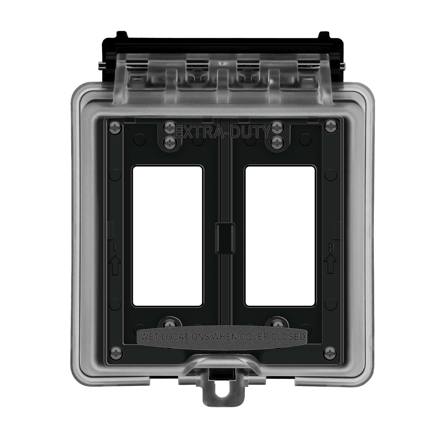 Extra-Duty In-Use Weatherproof Outdoor Cover for Decorator/GFCI Receptacle, Two-Gang - Clear