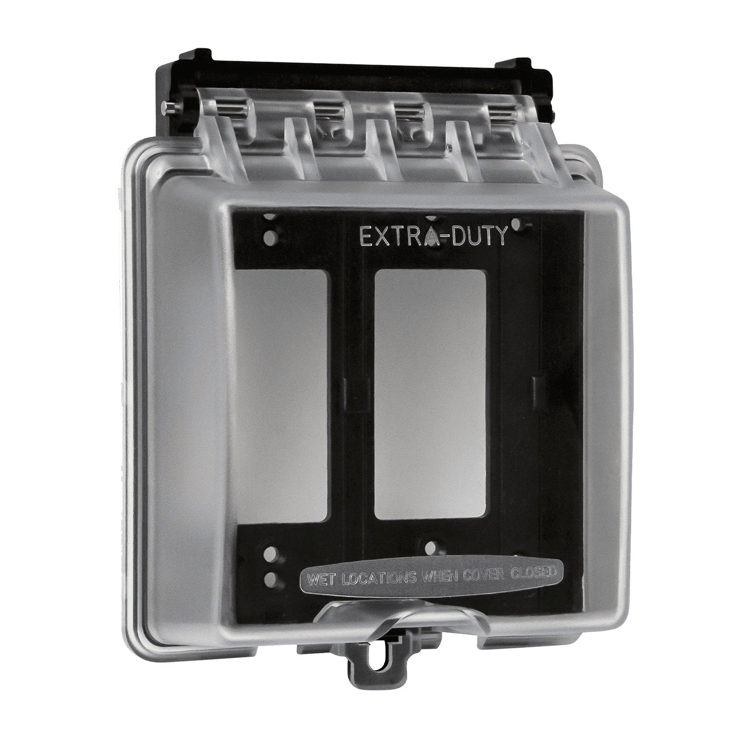 Extra-Duty In-Use Weatherproof Outdoor Cover for Decorator/GFCI Receptacle, Two-Gang - Clear view 2