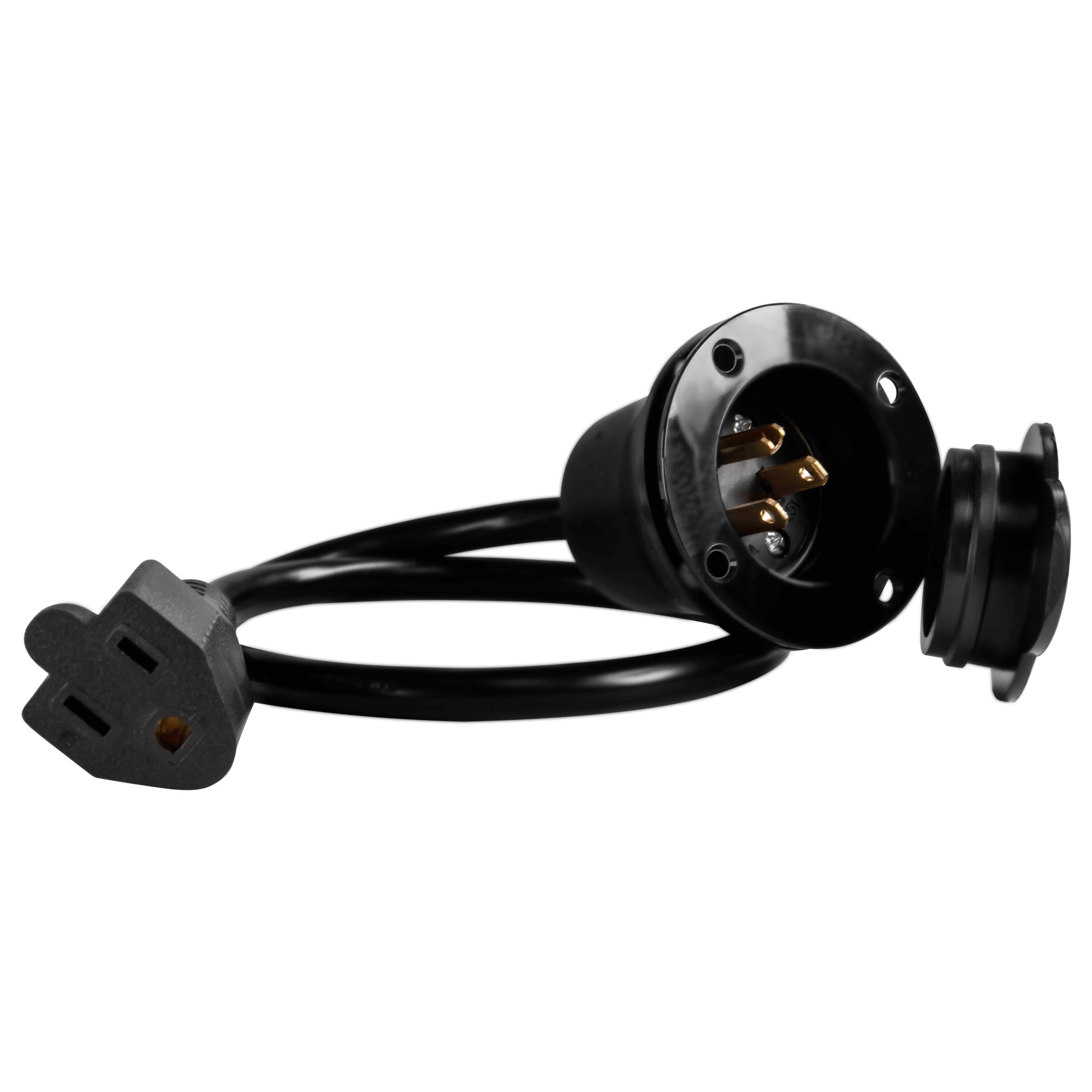 Flanged Inlet 22 Inch Extension Cord 15Amp NEMA 5-15P - Black