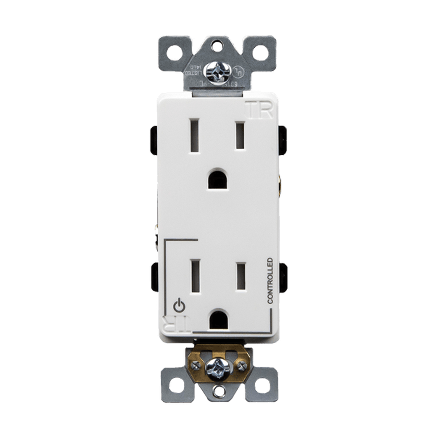 Half Controlled 15A Tamper-Resistant Decorator Style Plug Load Receptacle, 5-15R - White