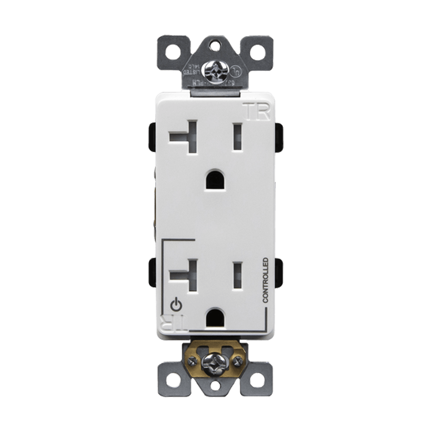 Half Controlled 20A Tamper-Resistant Decorator Style Plug Load Receptacle, 5-20R - White