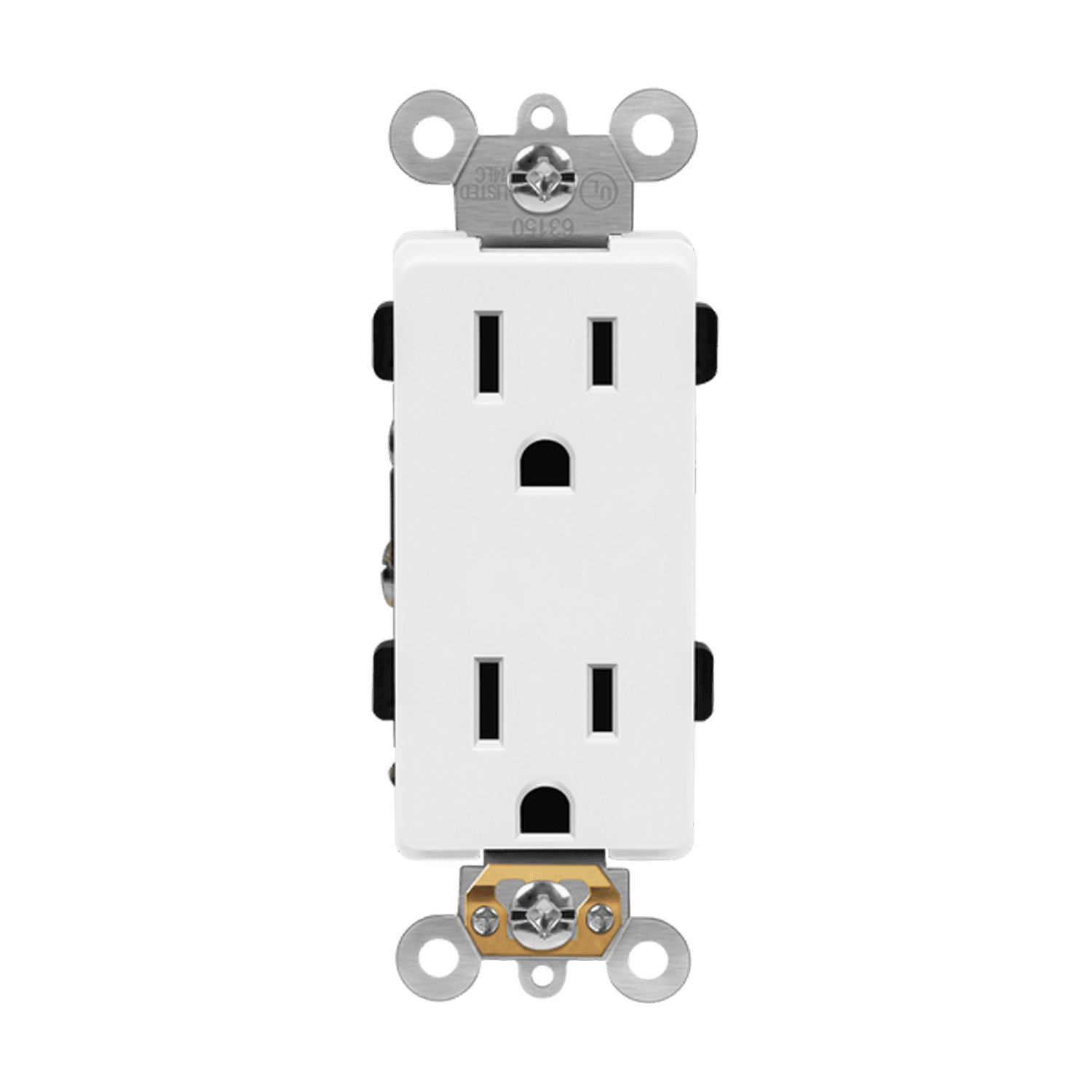 Industrial Grade Heavy Duty 15A Decorator Receptacle, 5-15R - White