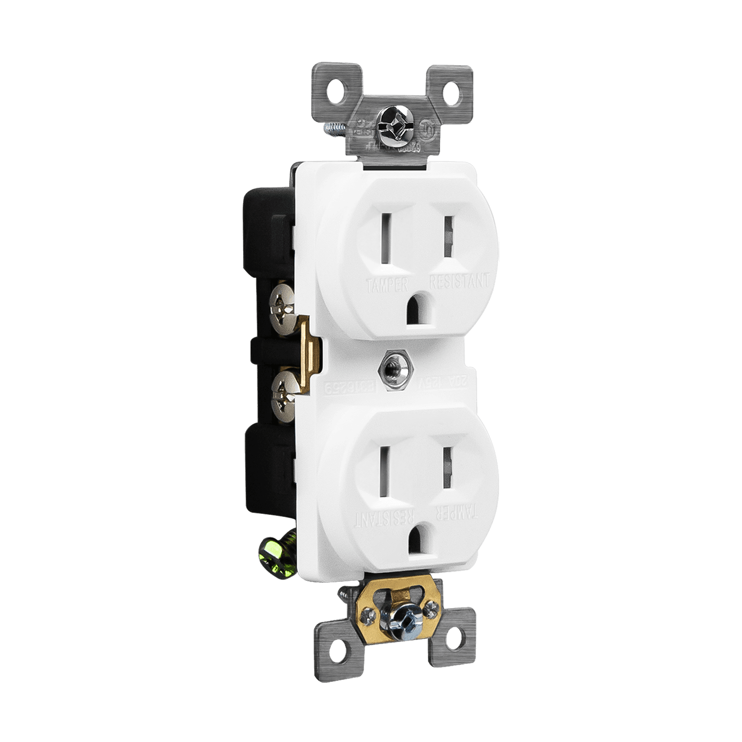 Industrial Grade Heavy Duty 15A Tamper-Resistant Duplex Receptacle, 5-15R - White view 2