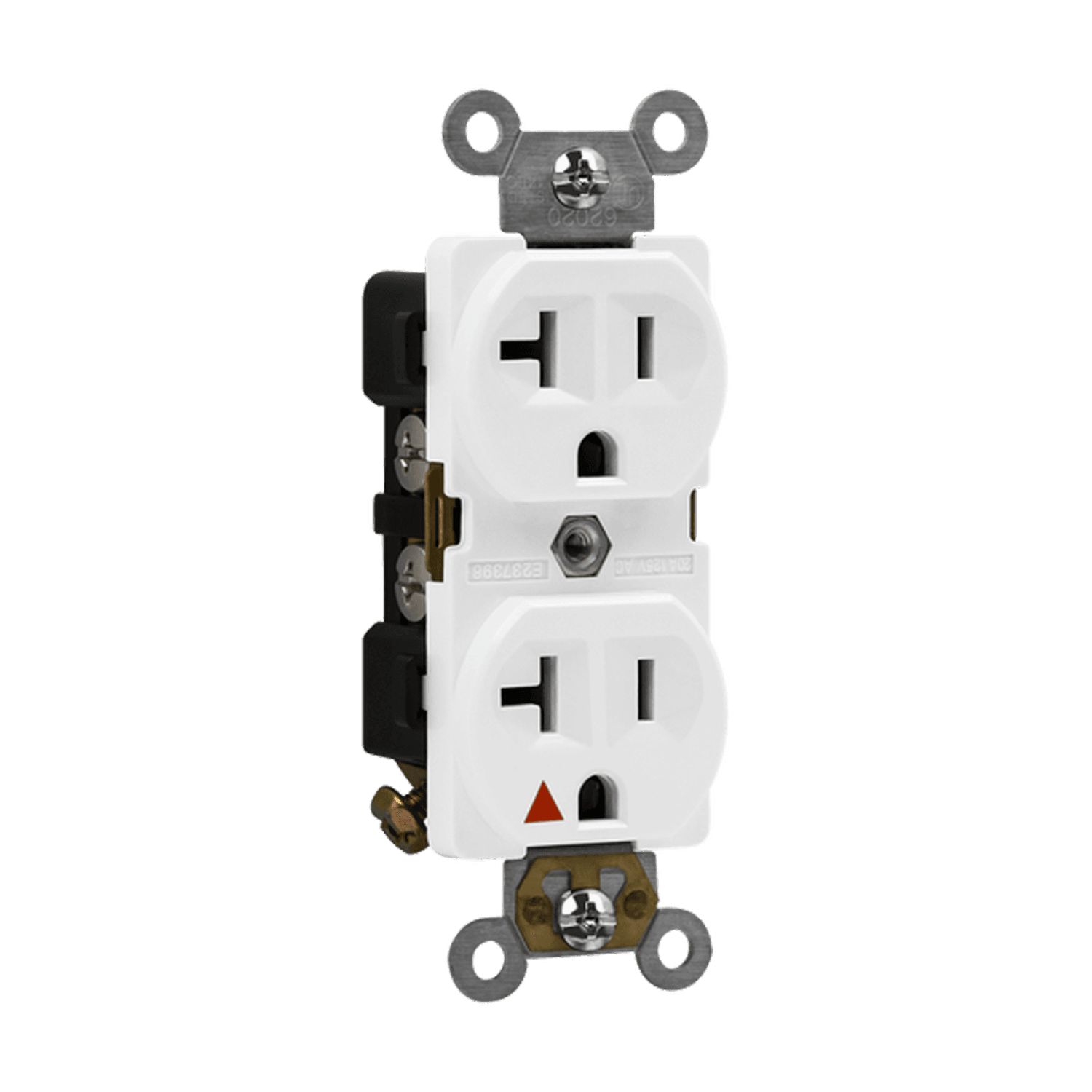 Industrial Grade Isolated Ground Heavy Duty 20A Duplex Receptacle, 5-20R - White view 2