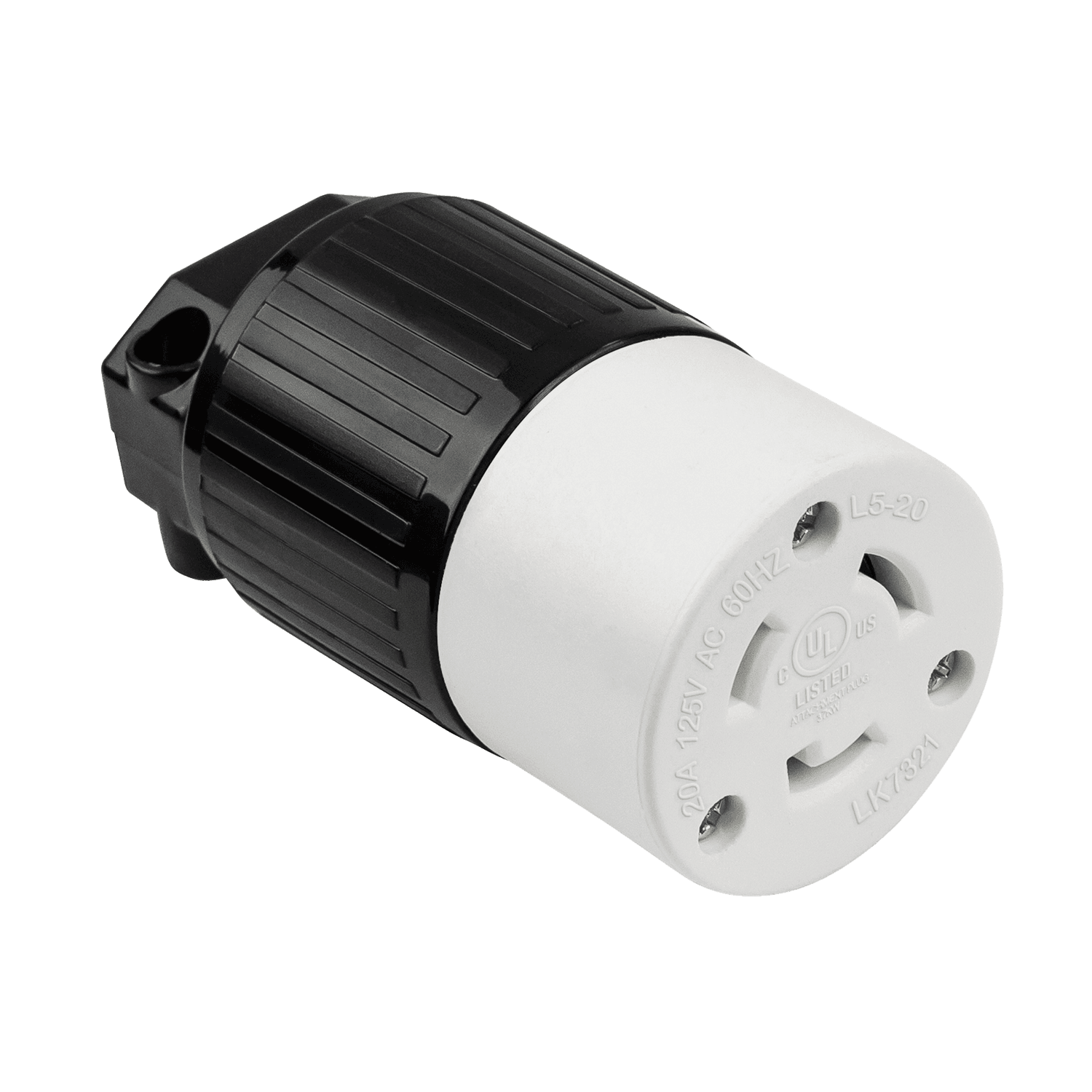 Industrial Grade Locking Cord Connector, 20A, L5-20C - Black