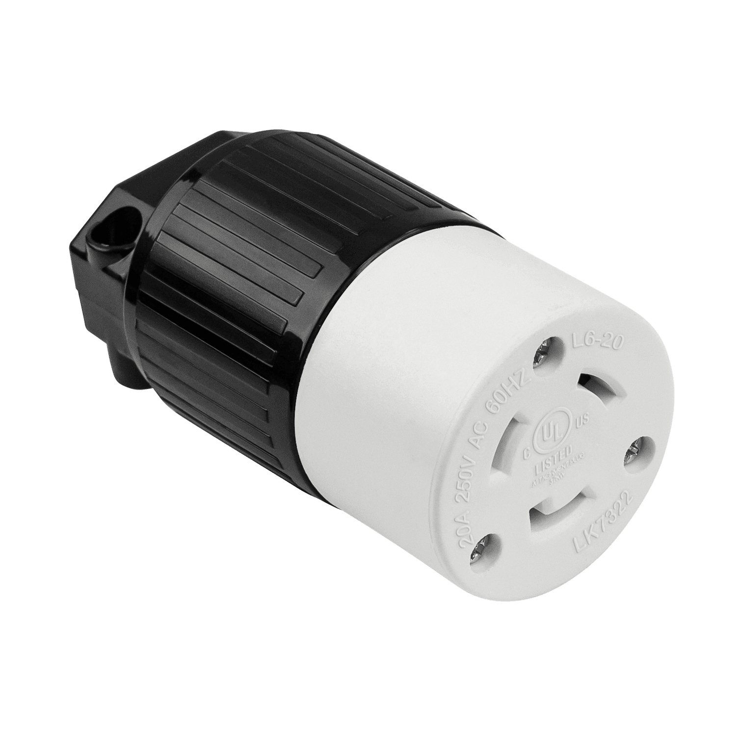 Industrial Grade Locking Cord Connector, 20A, L6-20C - Black