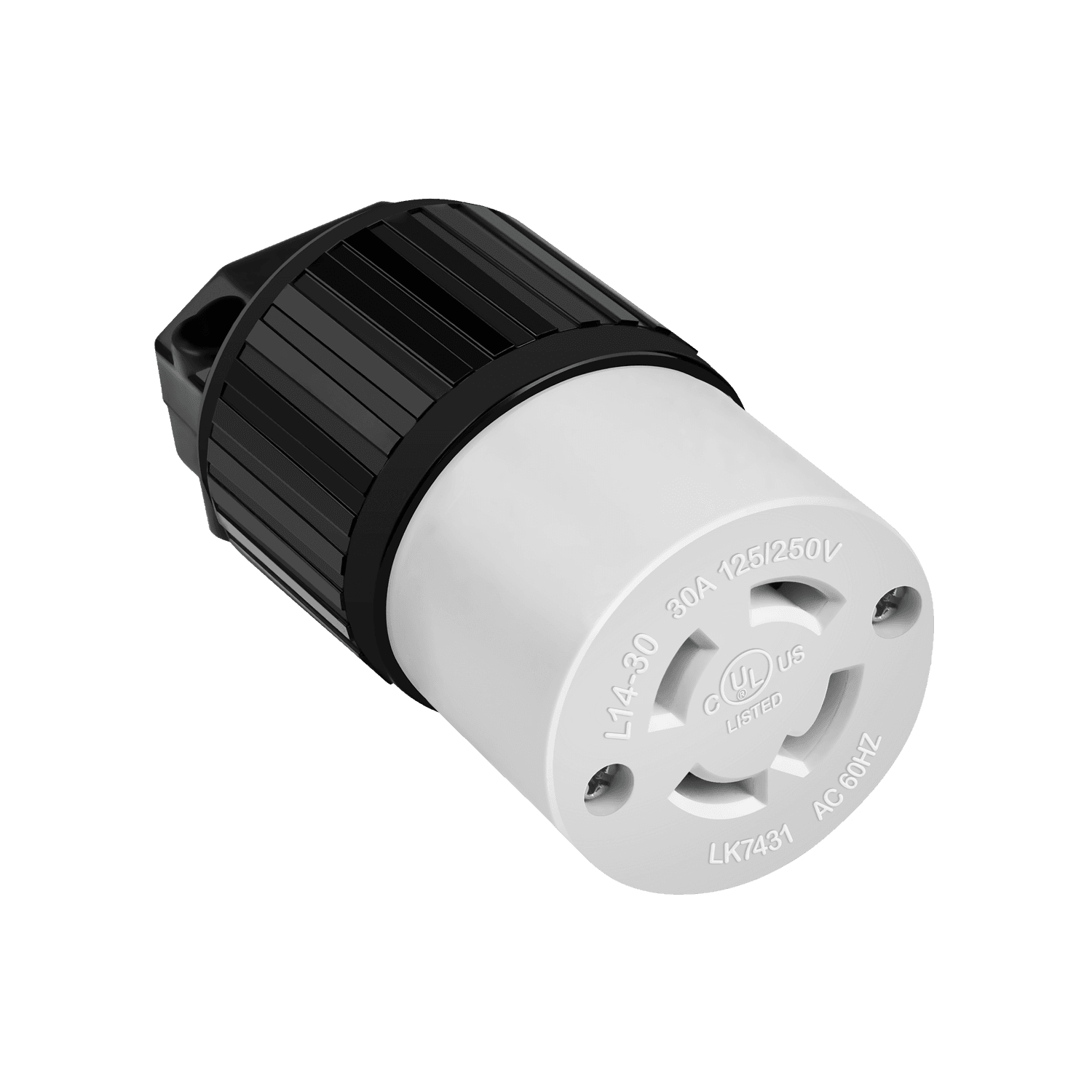 Industrial Grade Locking Cord Connector, 30A, L14-30C - Black