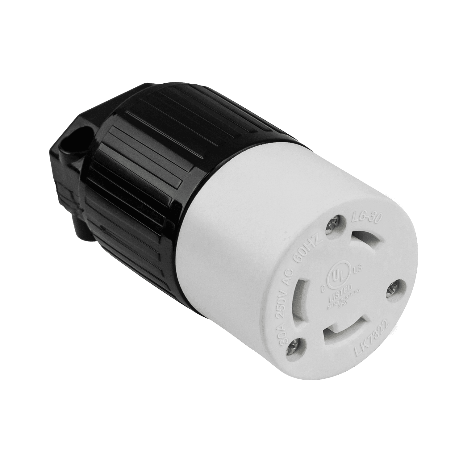 Industrial Grade Locking Cord Connector, 30A, L6-30C - Black