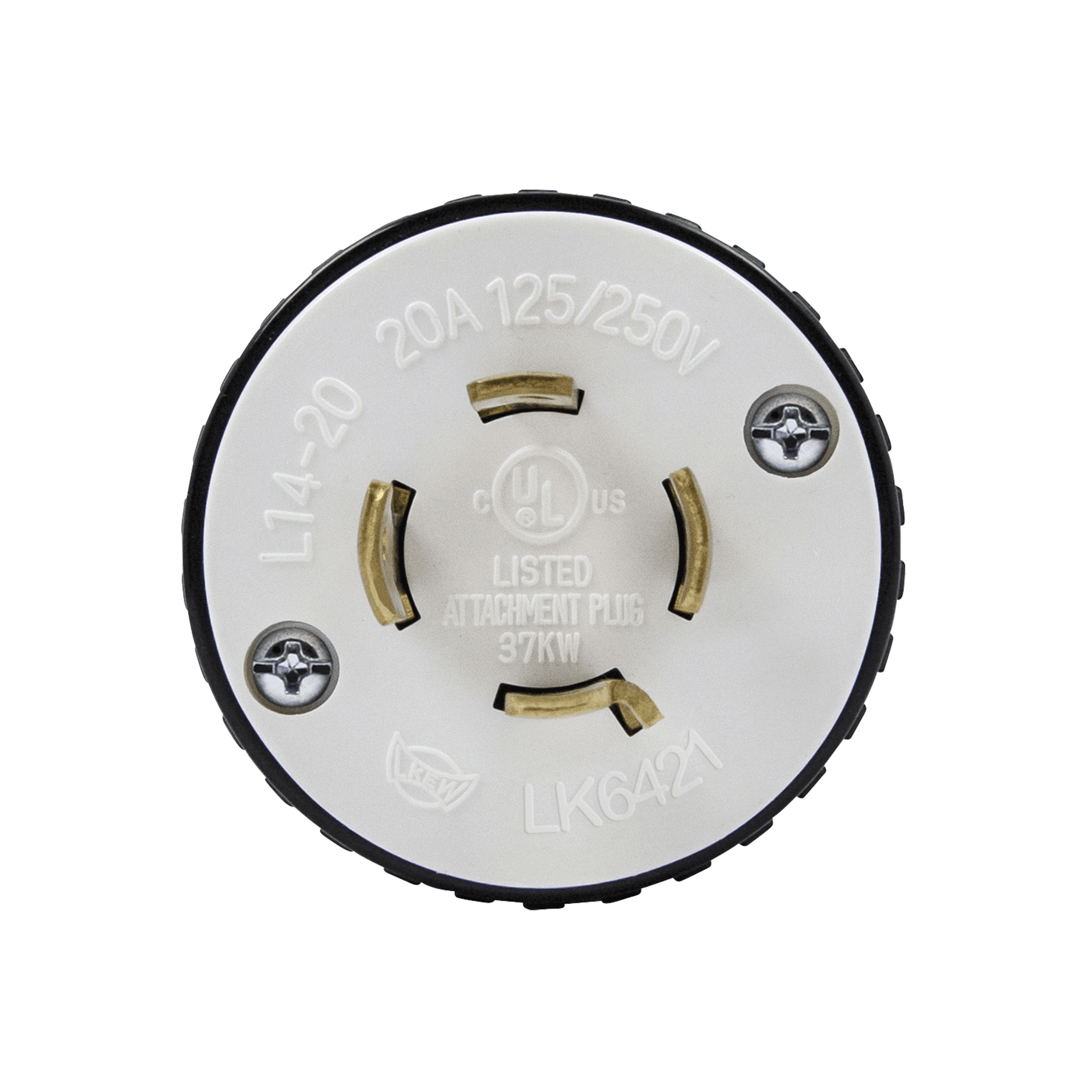 Industrial Grade Locking Plug, 20A, L14-20P - Black view 2