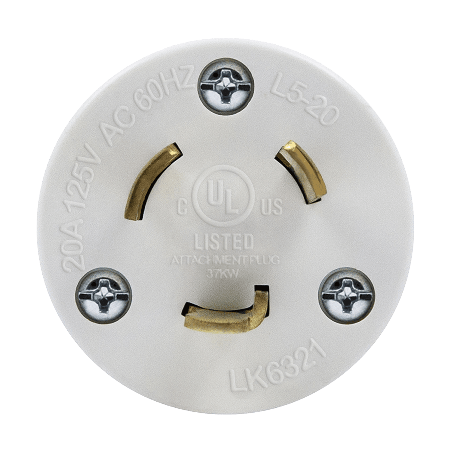 Industrial Grade Locking Plug, 20A, L5-20P - Black view 2