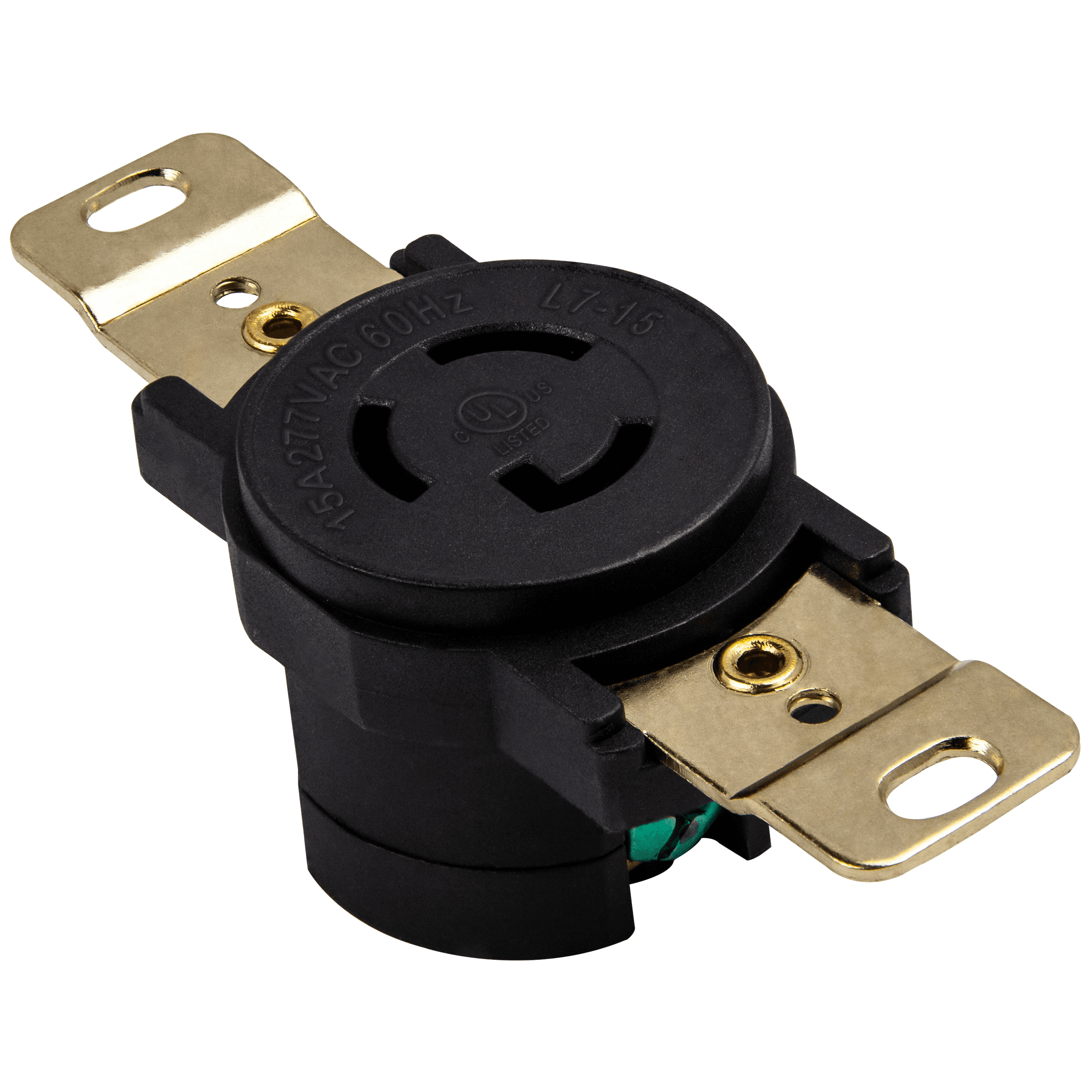 Industrial Grade Locking Receptacle, 15A, L7-15R - Black view 2