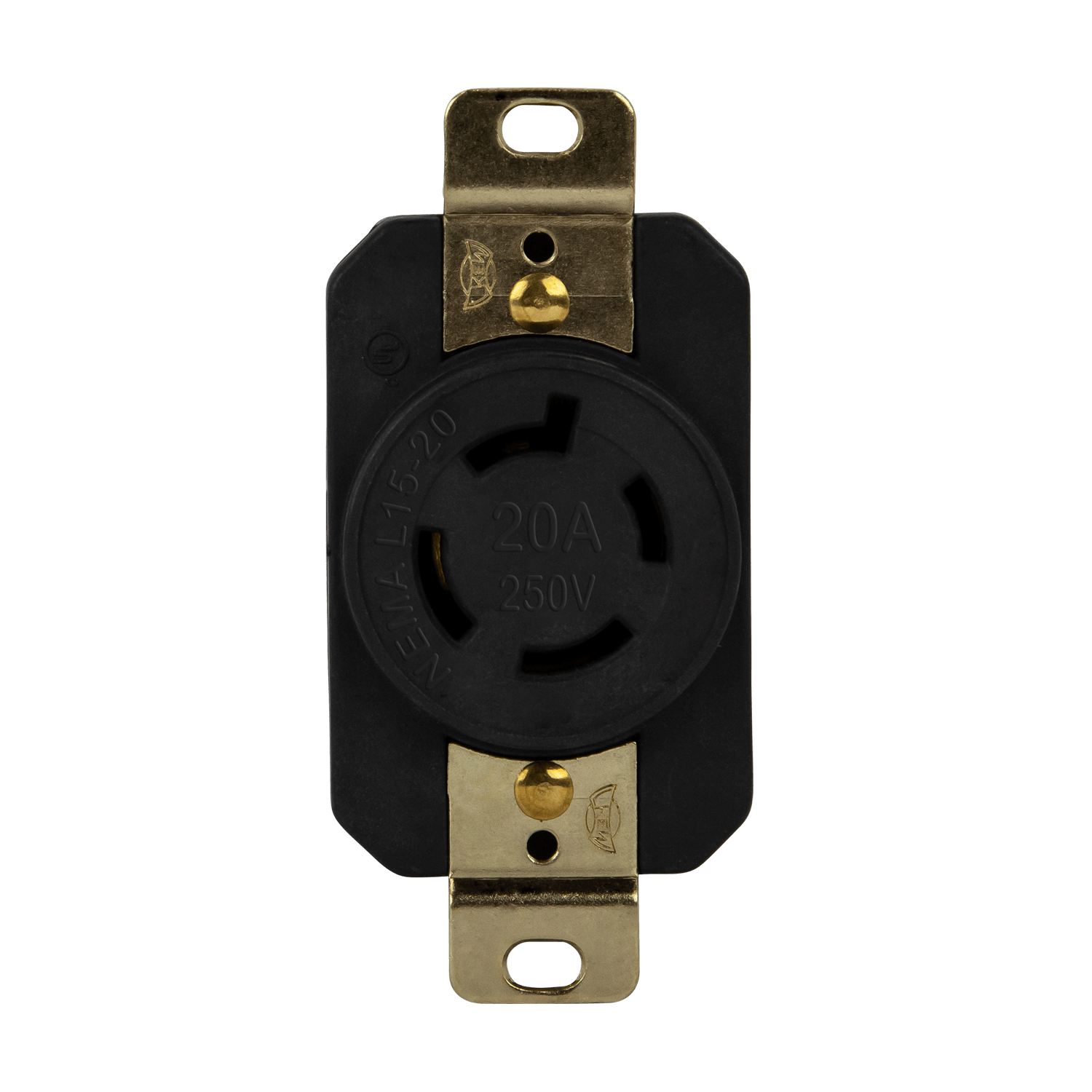 Industrial Grade Locking Receptacle, 20A, L15-20R - Black