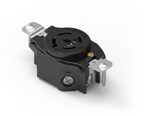 Industrial Grade Locking Receptacle, 20A, L21-20R - Black