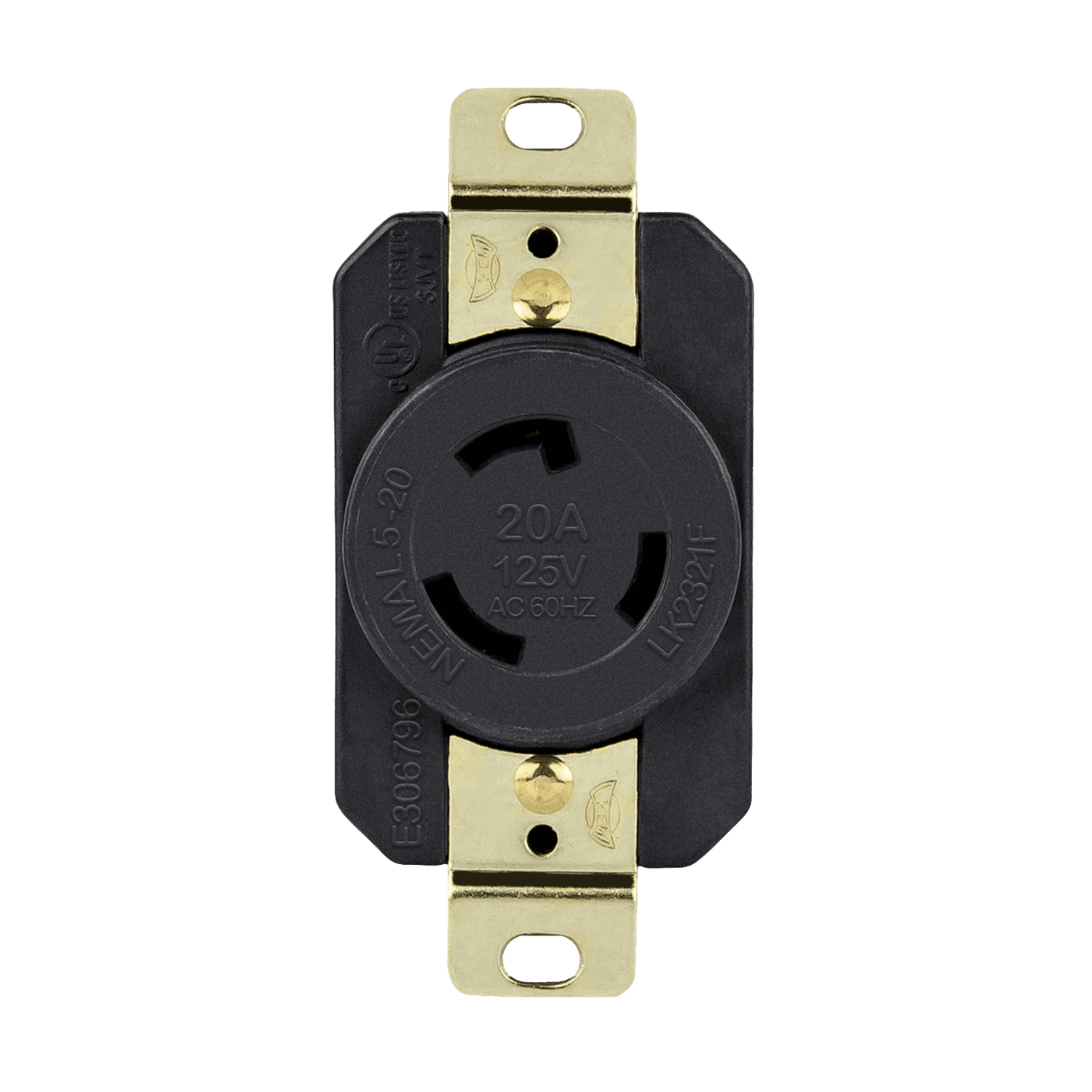 Industrial Grade Locking Receptacle, 20A, L5-20R - Black