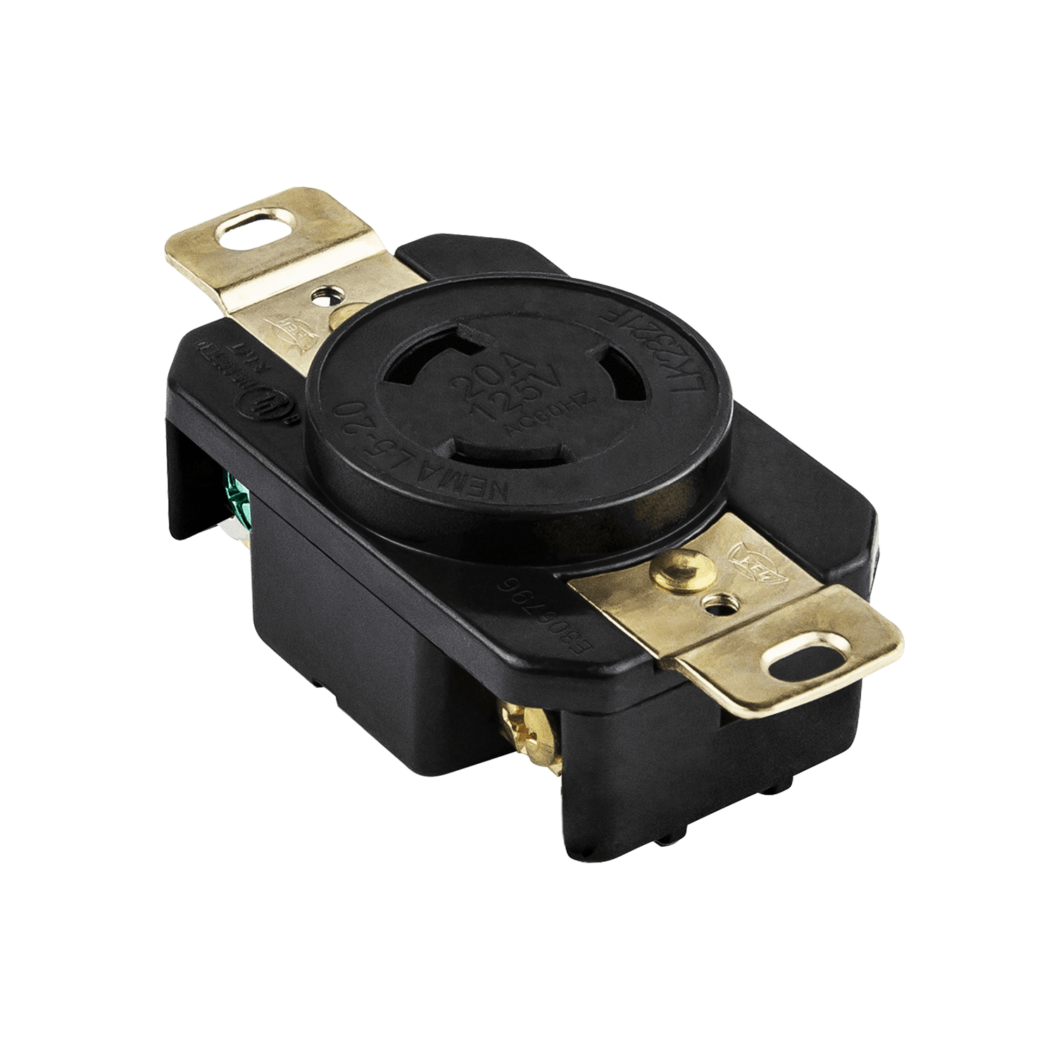 Industrial Grade Locking Receptacle, 20A, L5-20R - Black view 2