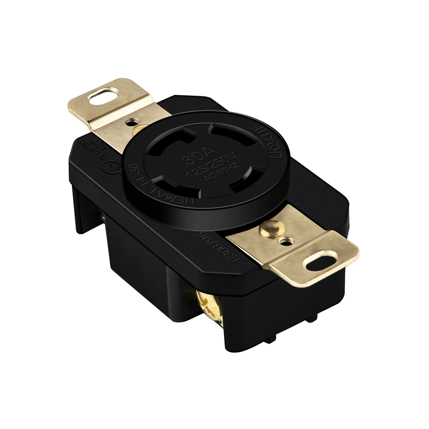Industrial Grade Locking Receptacle, 30A, L14-30R - Black view 2