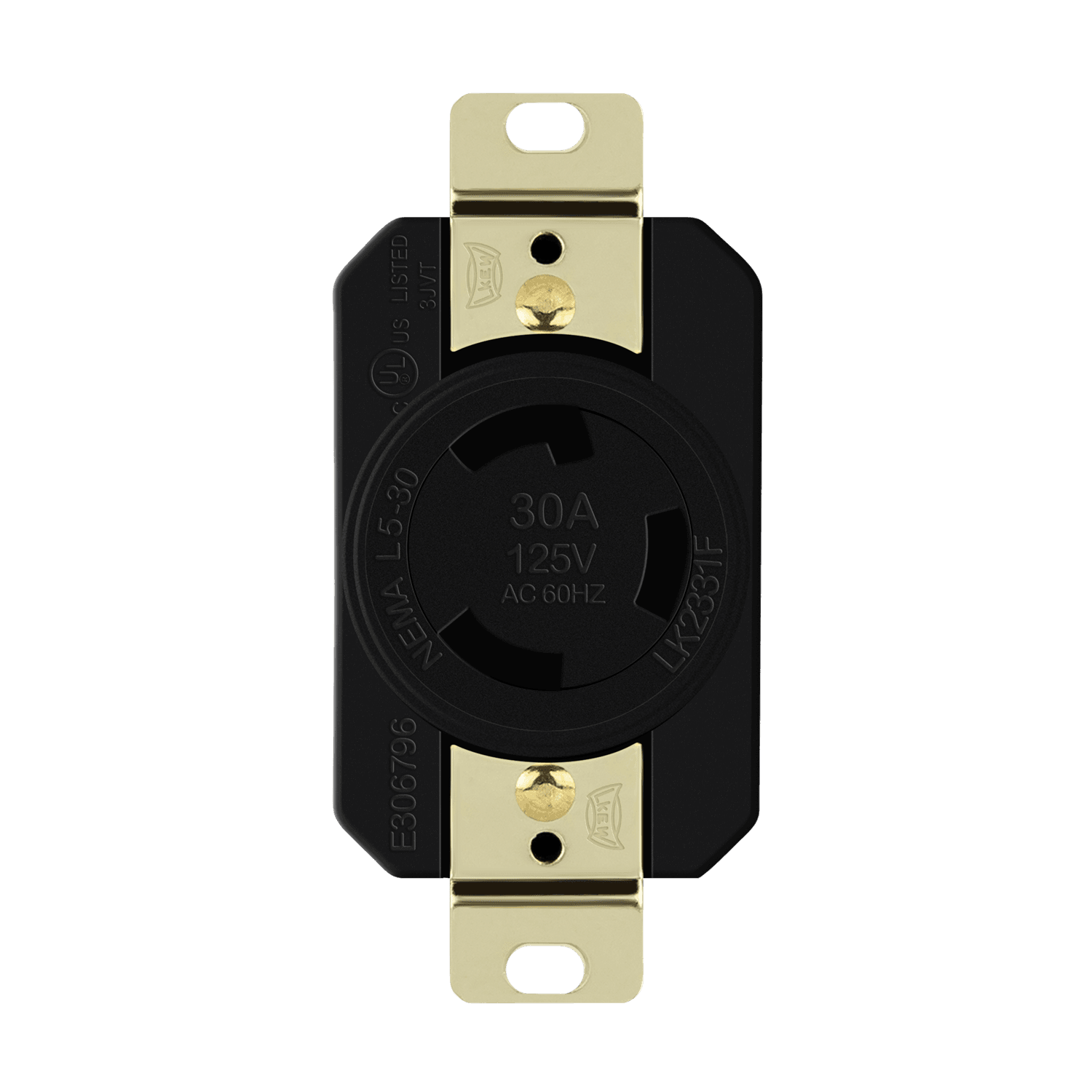 Industrial Grade Locking Receptacle, 30A, L5-30R - Black