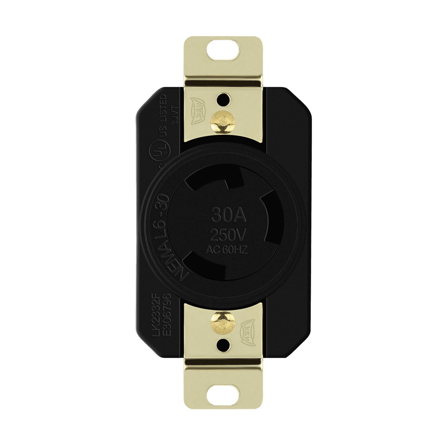Industrial Grade Locking Receptacle, 30A, L6-30R - Black