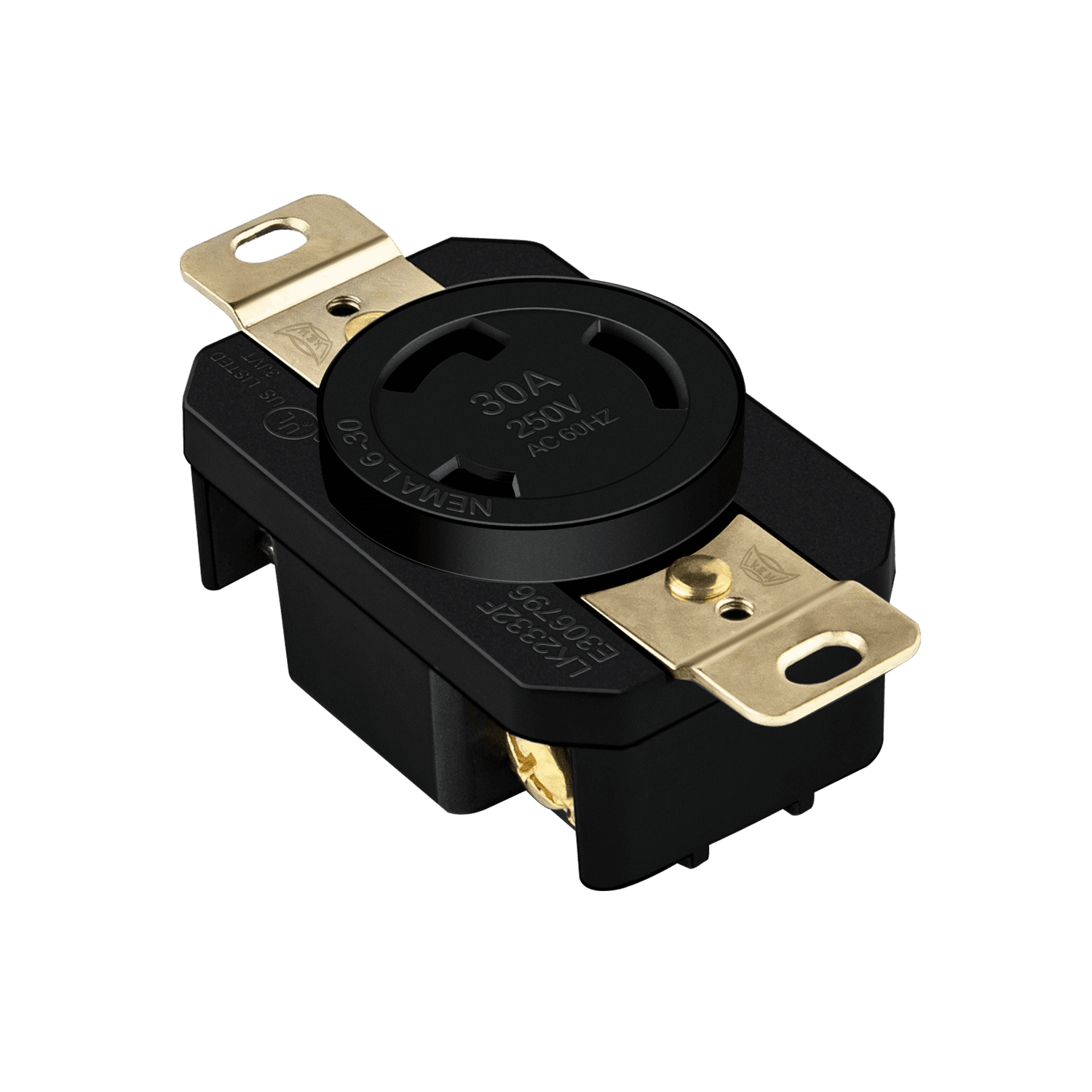 Industrial Grade Locking Receptacle, 30A, L6-30R - Black view 2