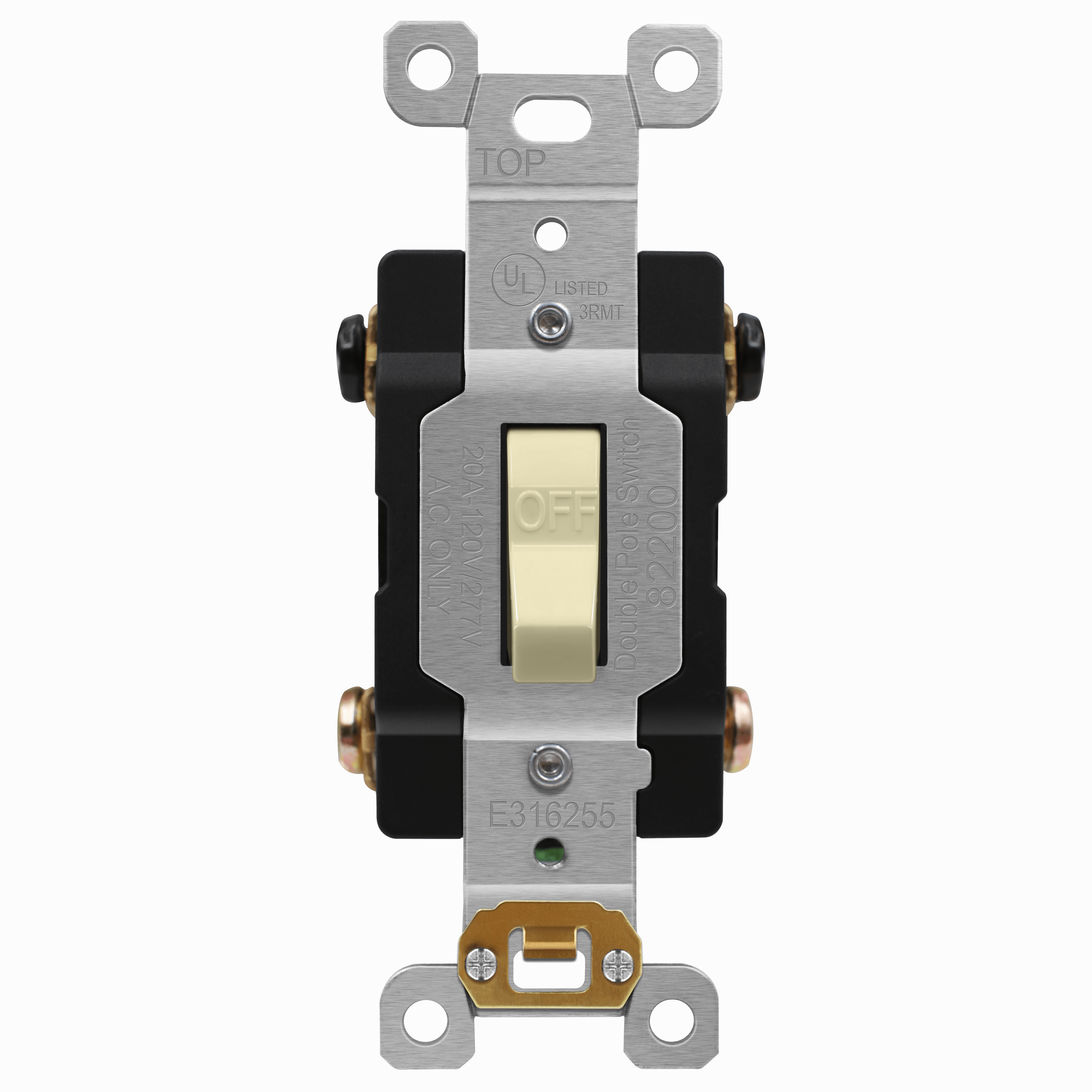 Commercial Grade Toggle Switch 20A, Double Pole - Ivory