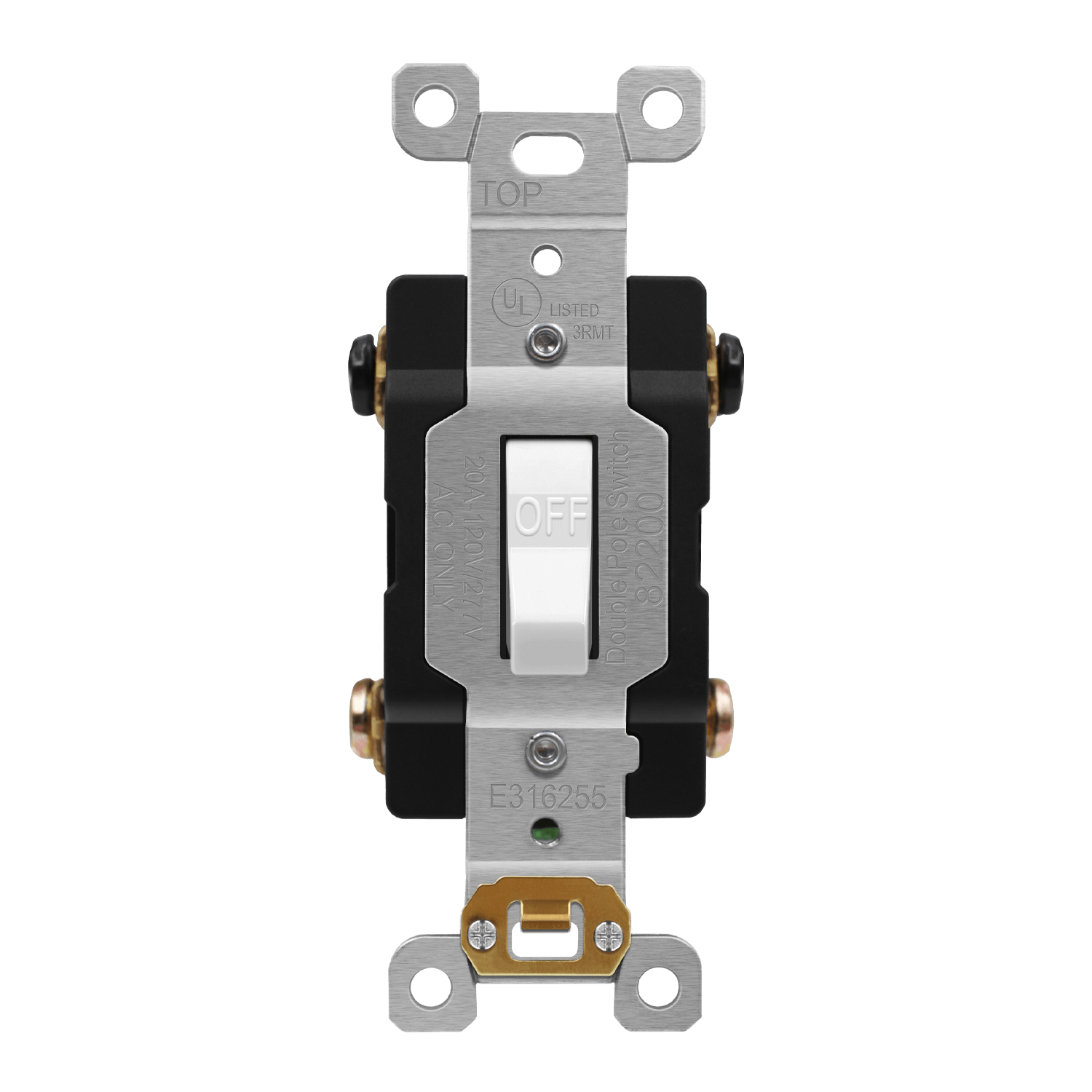 Commercial Grade Toggle Switch 20A, Double Pole - White