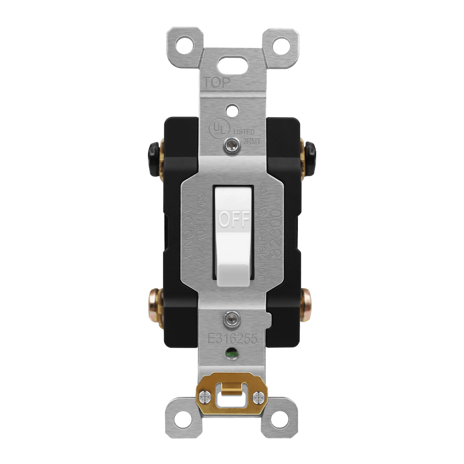 Commercial Grade Toggle Switch 30A, Double Pole - White