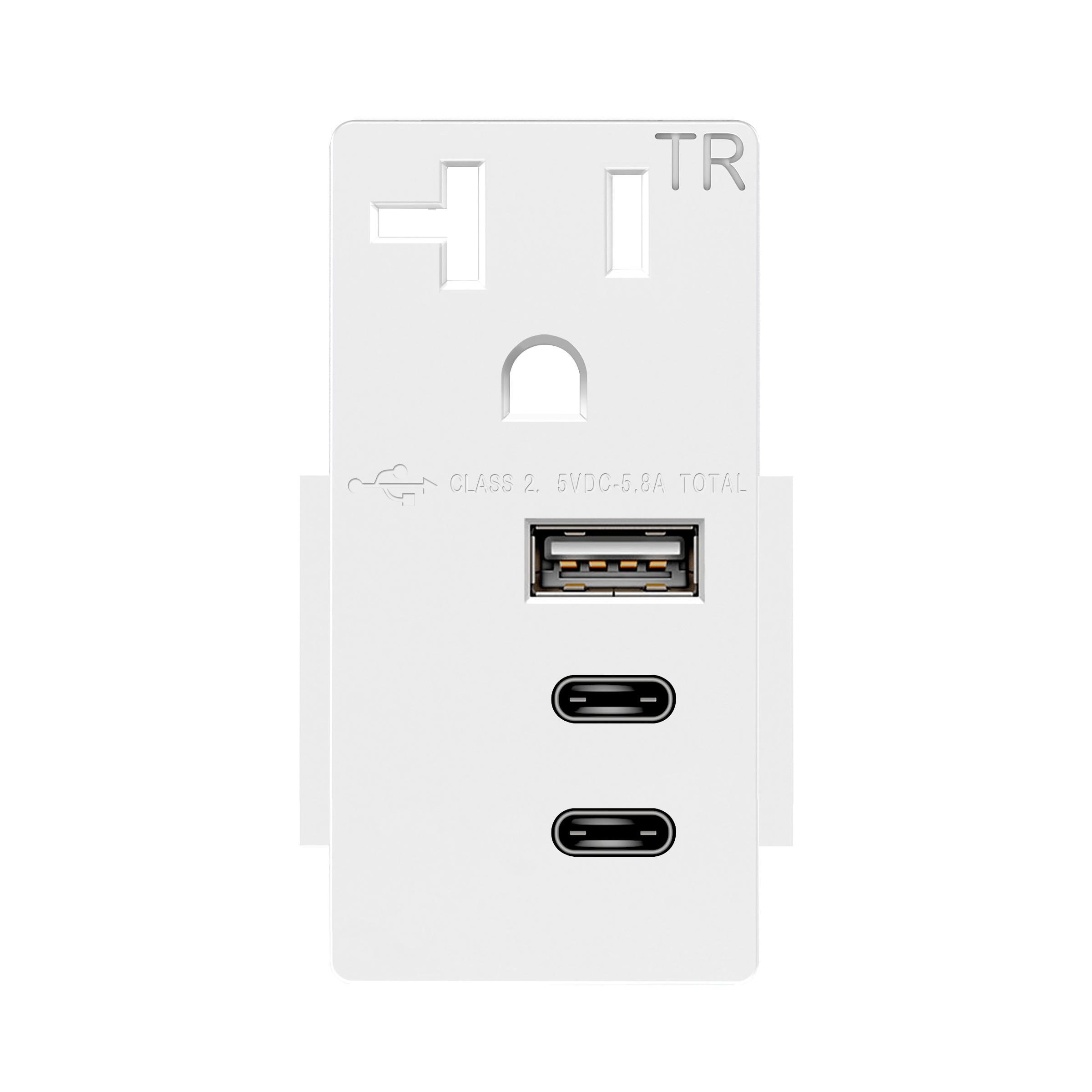 Type-A and Dual Type-C USB 20A Module - White