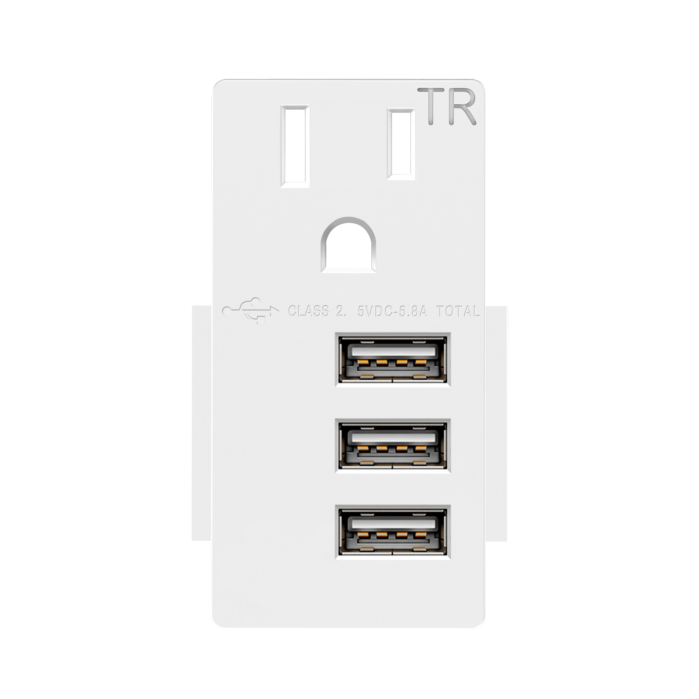 Three Type-A USB 15A Module - White