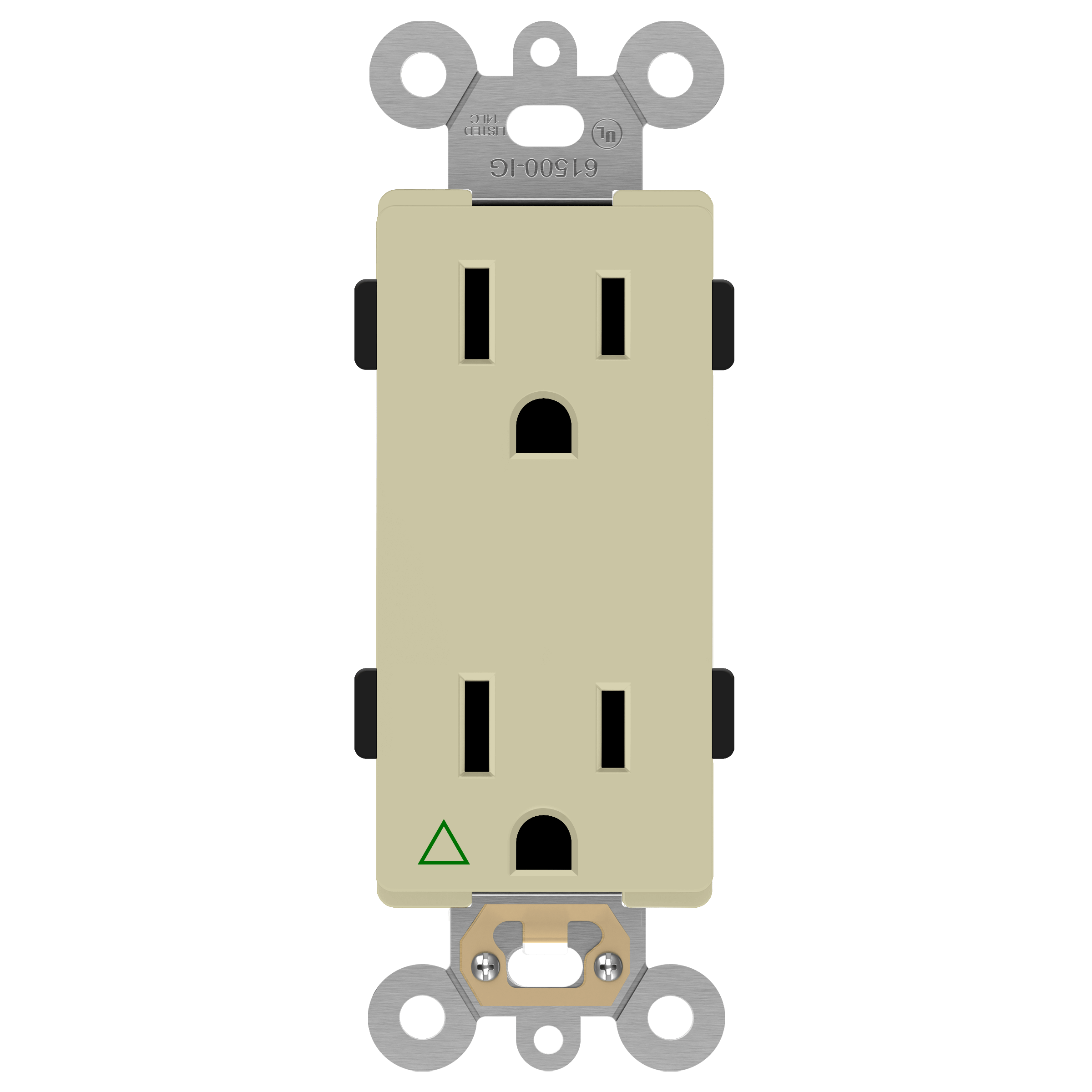Isolated Ground Decorator Duplex Receptacle - White view 2