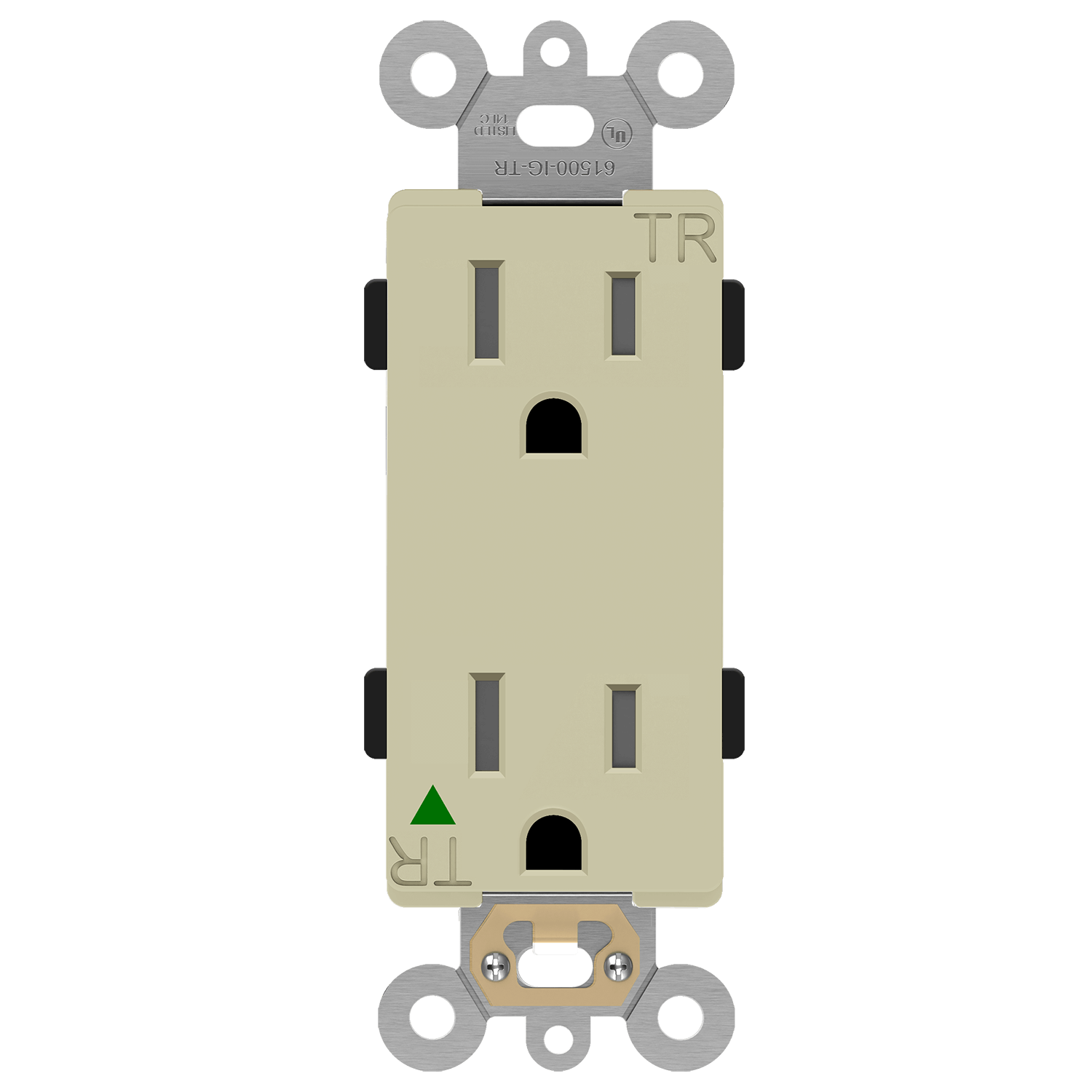Isolated Ground Tamper-Resistant Decorator Receptacle, 5-15R - White view 2