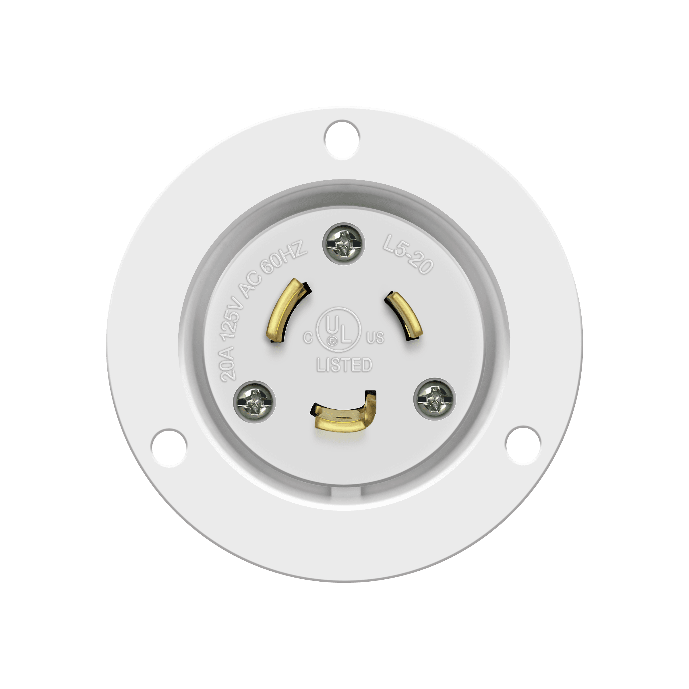 Locking Flanged Inlet, 20A, L5-20PFI - White