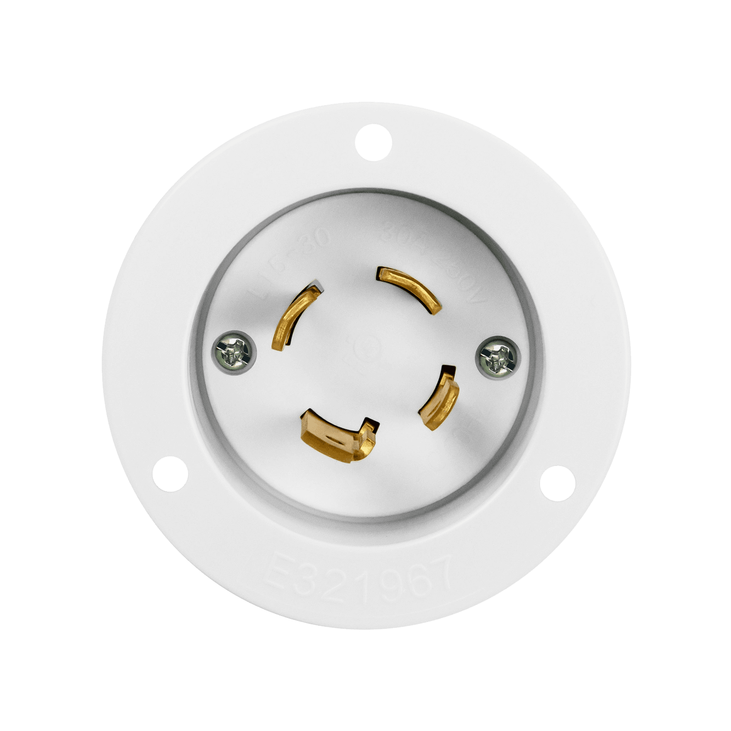 Locking Flanged Inlet, 30A, L15-30PFI - White