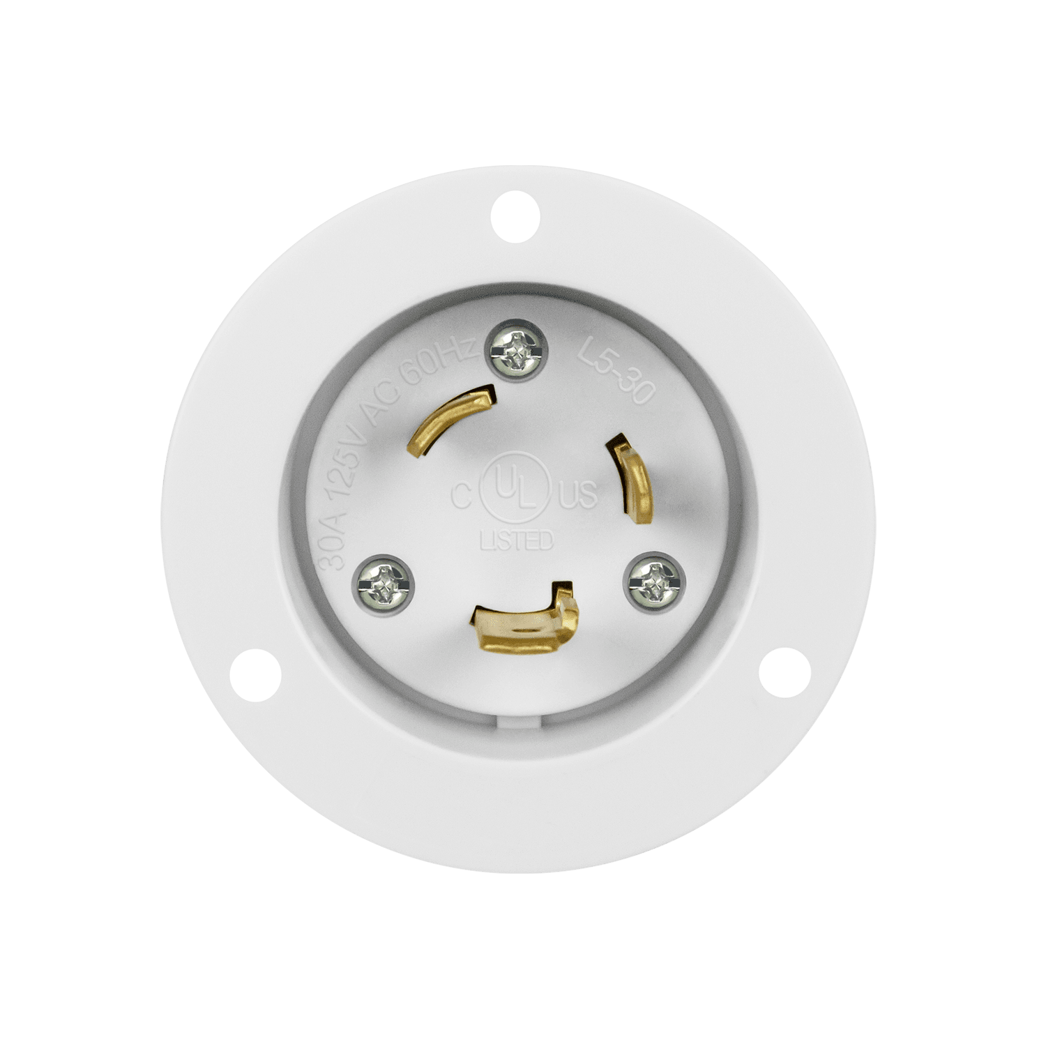 Locking Flanged Inlet, 30A, L5-30PFI - White