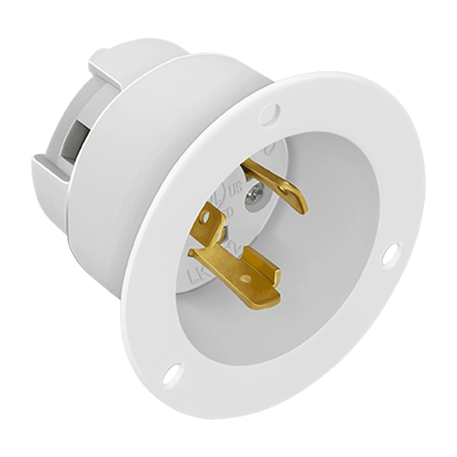 Locking Flanged Inlet, 30A, L6-30PFI - White view 2