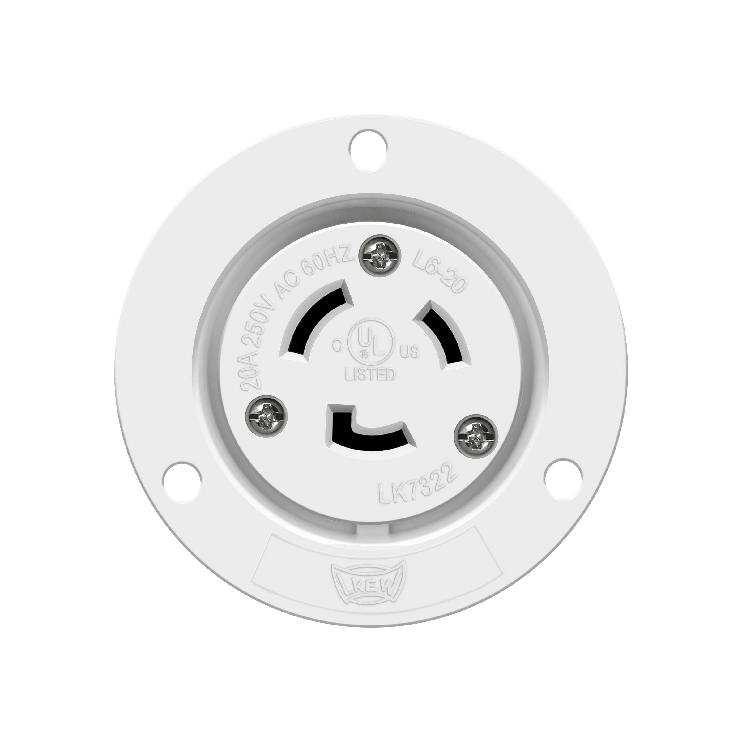 Locking Flanged Outlet, 20A, L6-20RFO - White